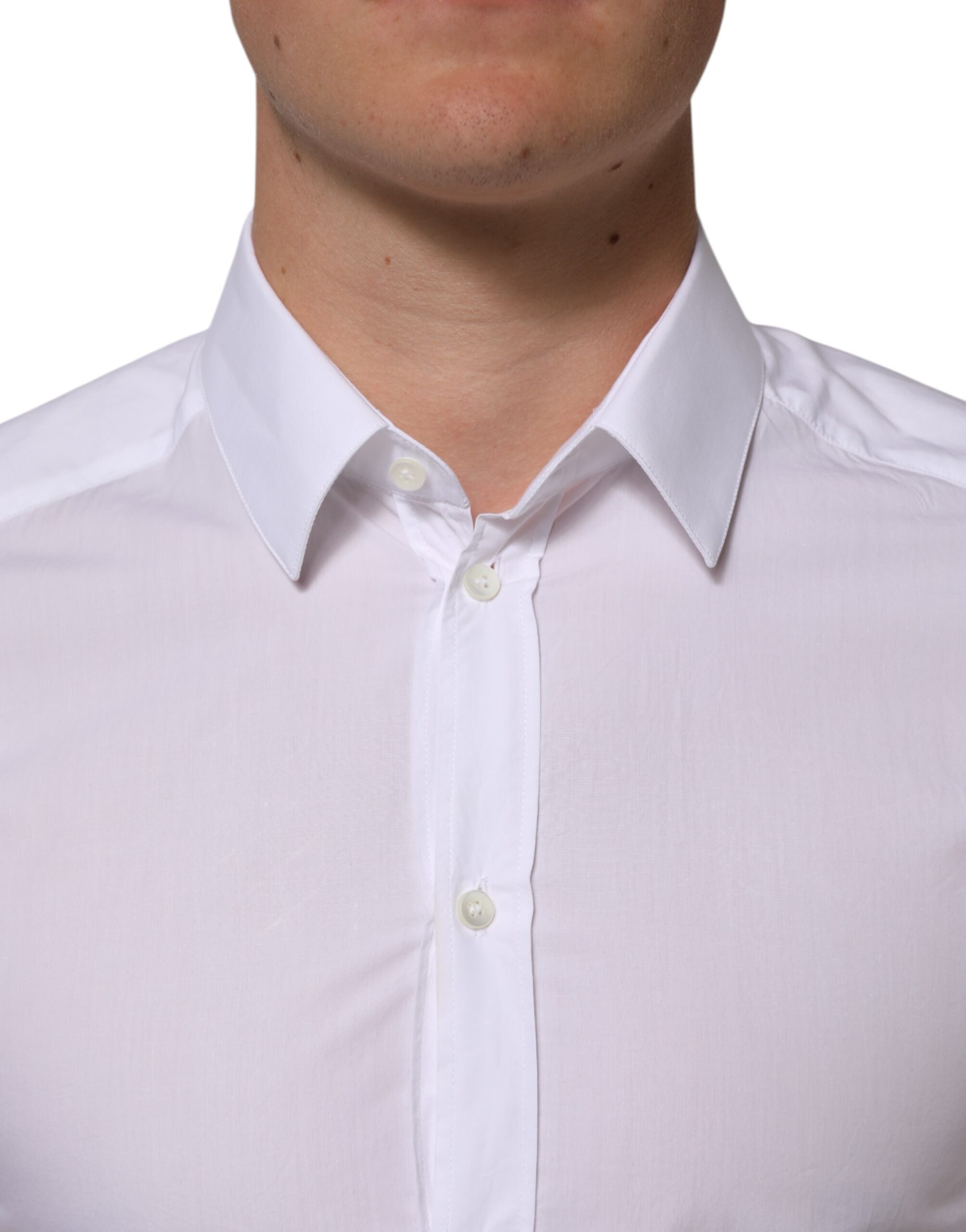 White Cotton GOLD Formal Men Longsleeves Shirt - ventzia