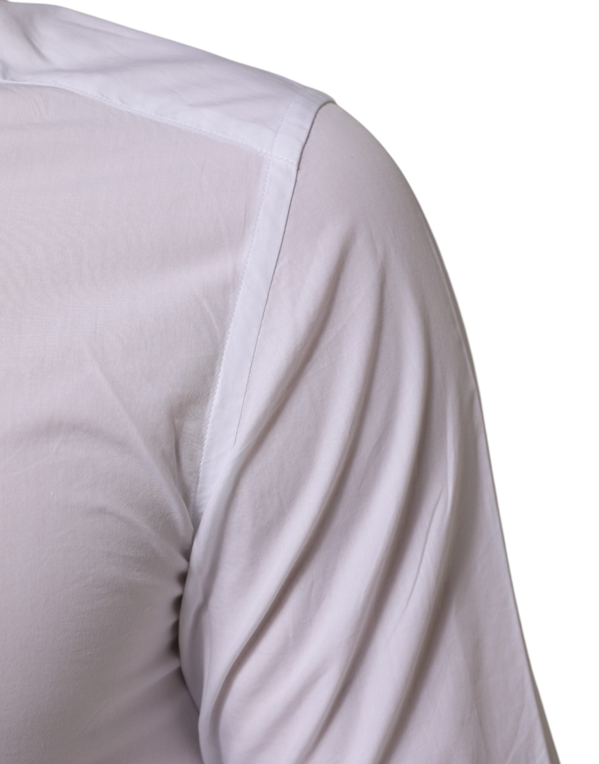 White Cotton GOLD Formal Men Longsleeves Shirt - ventzia