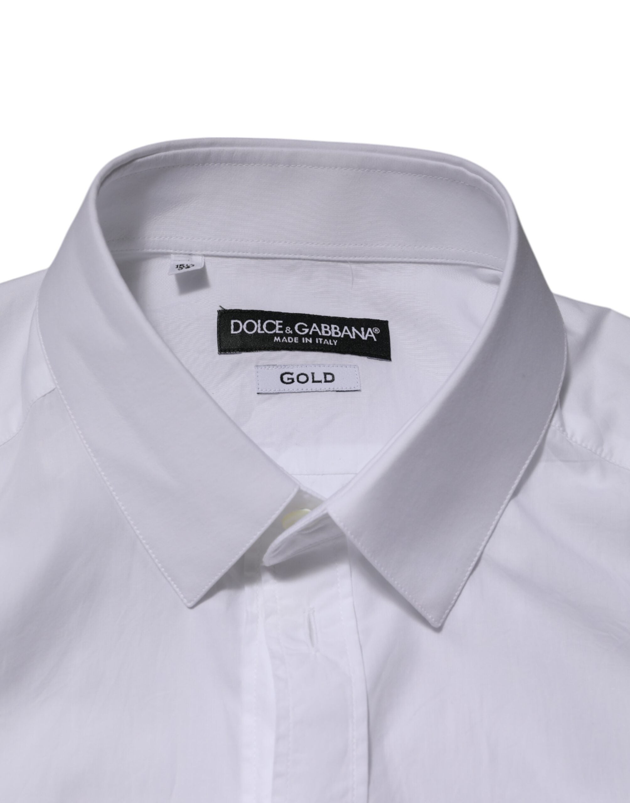 White Cotton GOLD Formal Men Longsleeves Shirt - ventzia