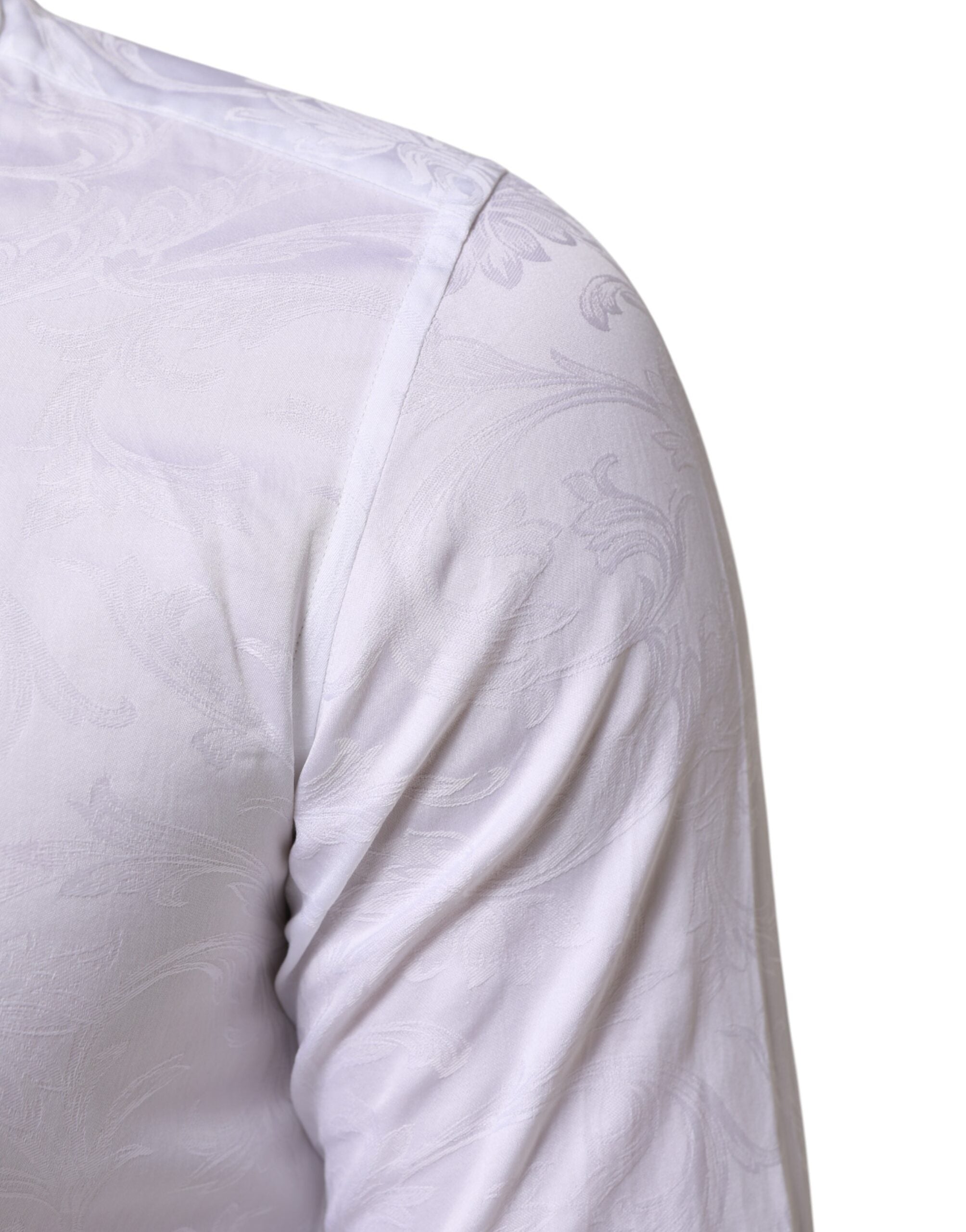 White Cotton MARTINI Paisley Jacquard Shirt - ventzia