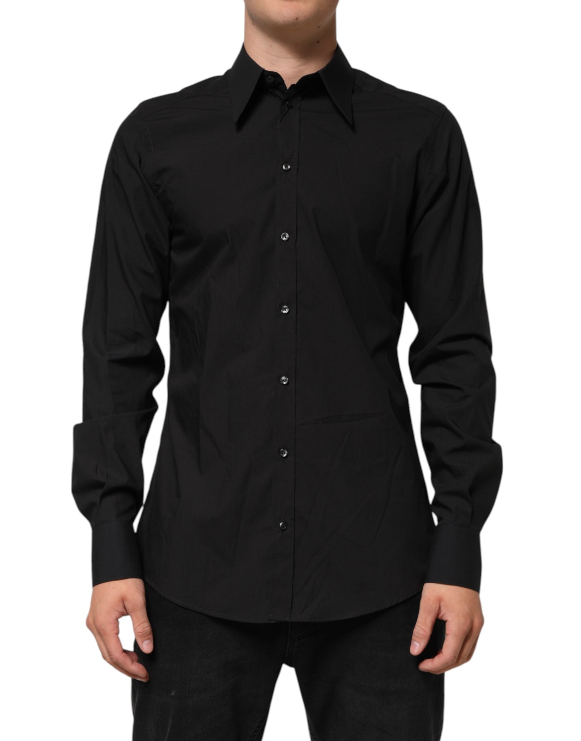 Black MARTINI Slim Fit Dress Formal Men Shirt - ventzia