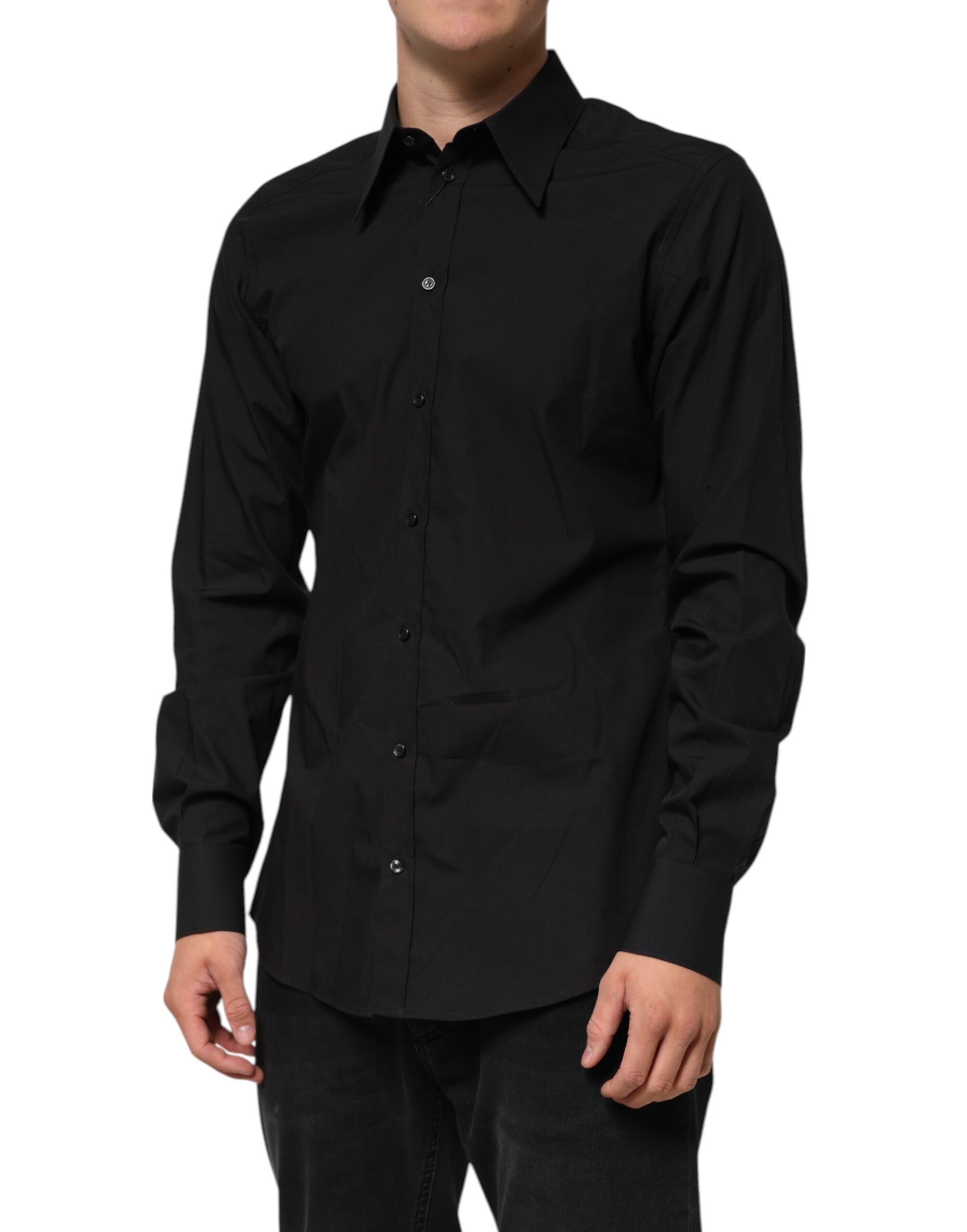Black MARTINI Slim Fit Dress Formal Men Shirt - ventzia