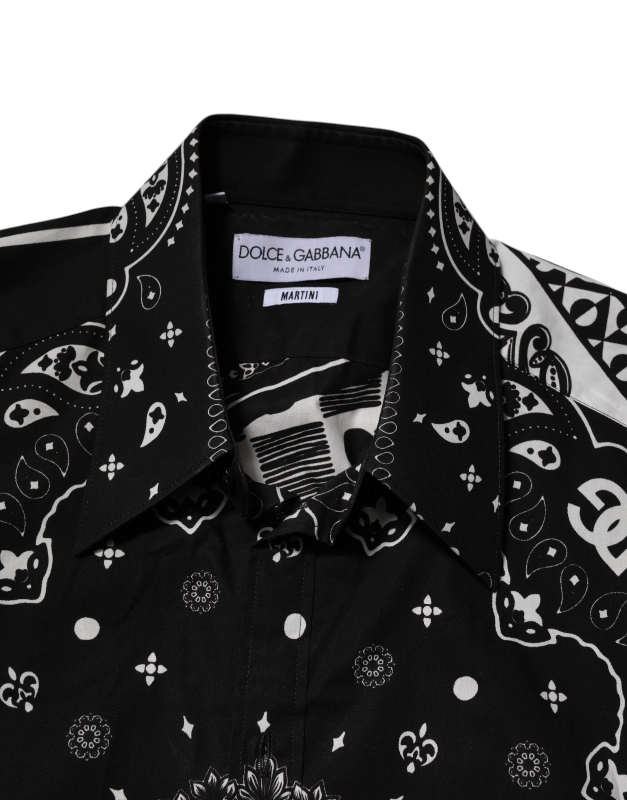 Black Bandana Print Logo MARTINI Dress Shirt - ventzia