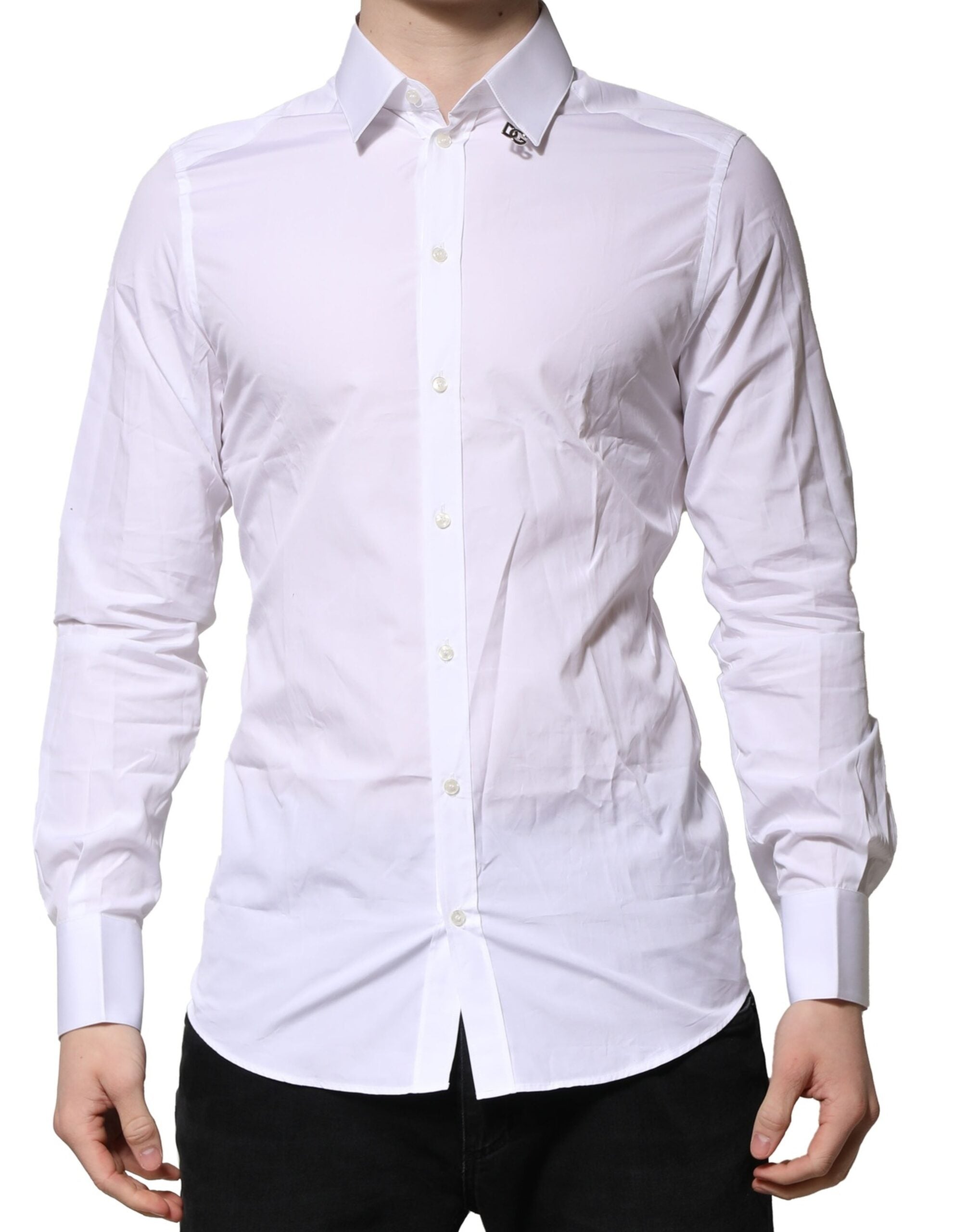 White Cotton GOLD Long Sleeves Formal Shirt - ventzia