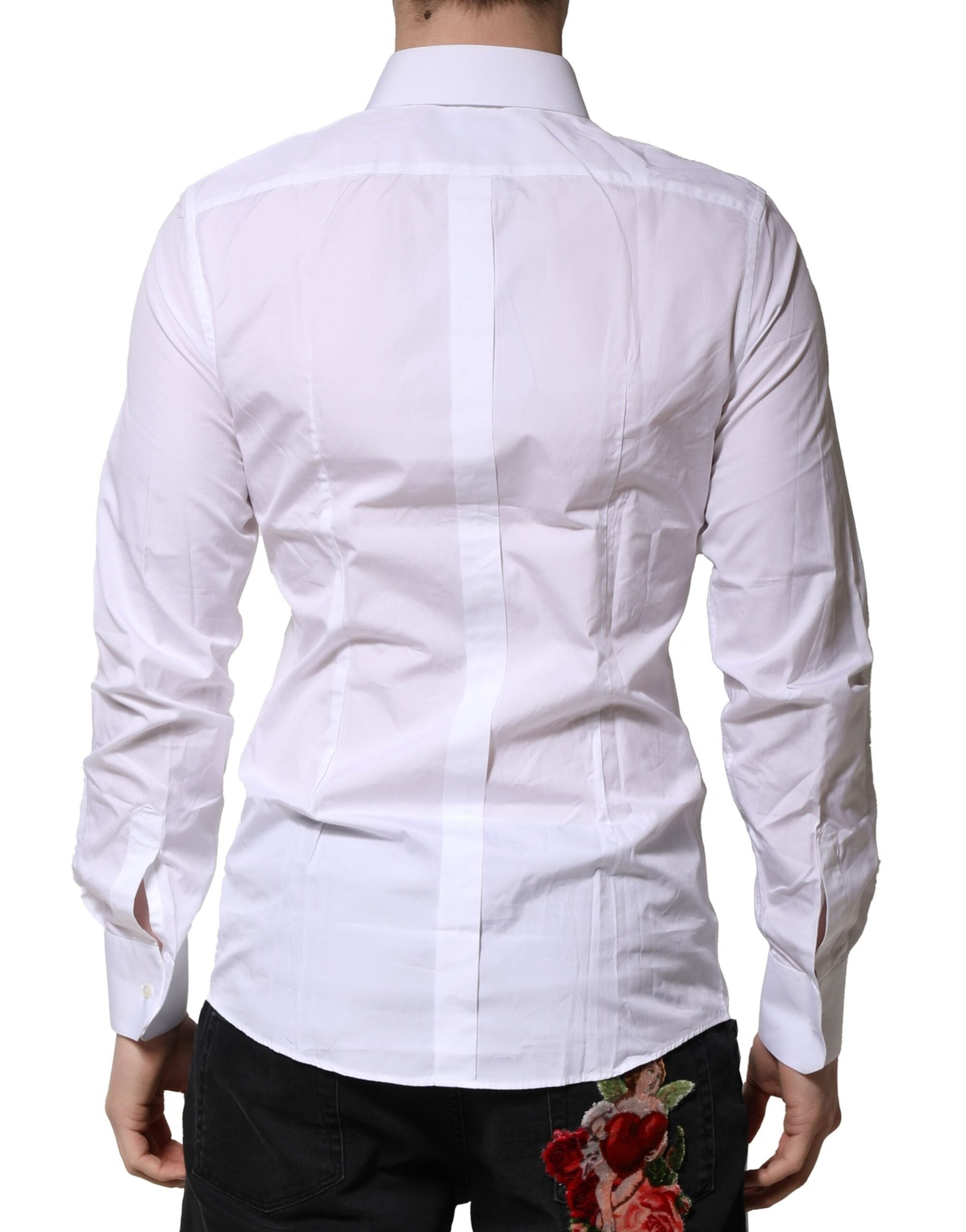 White Cotton GOLD Long Sleeves Formal Shirt - ventzia