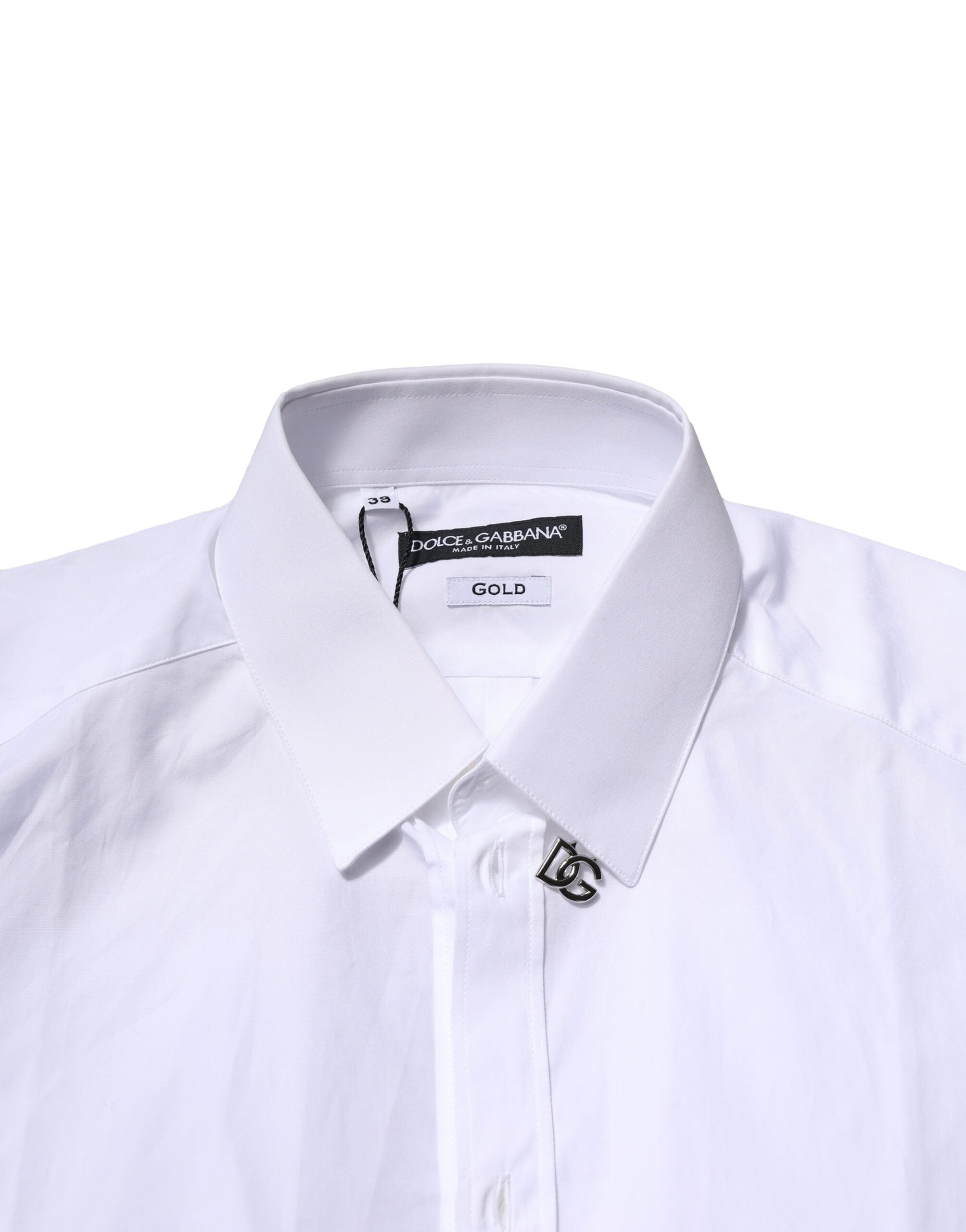 White Cotton GOLD Long Sleeves Formal Shirt - ventzia