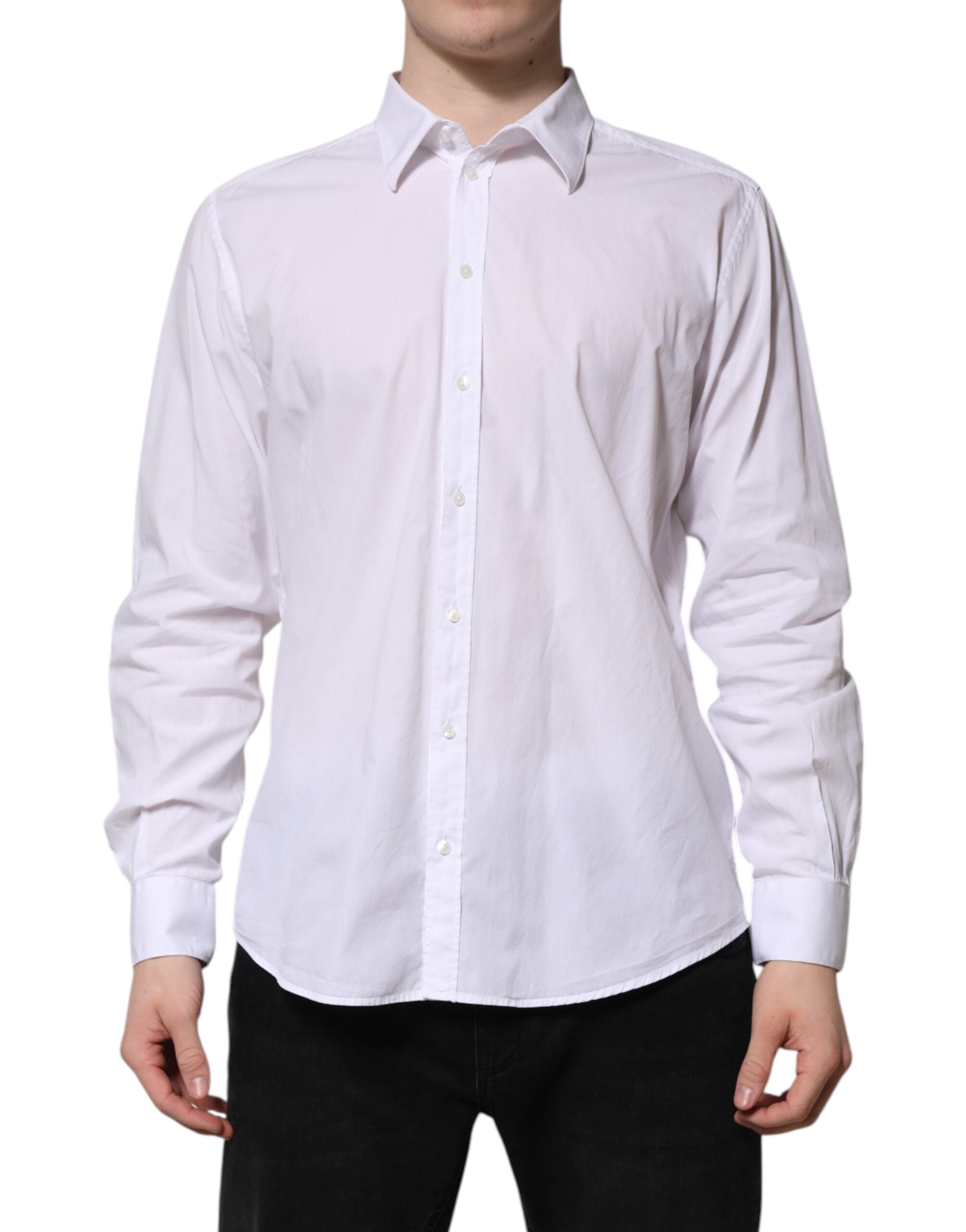 White Cotton STAFF Long Sleeves Forma Shirt - ventzia