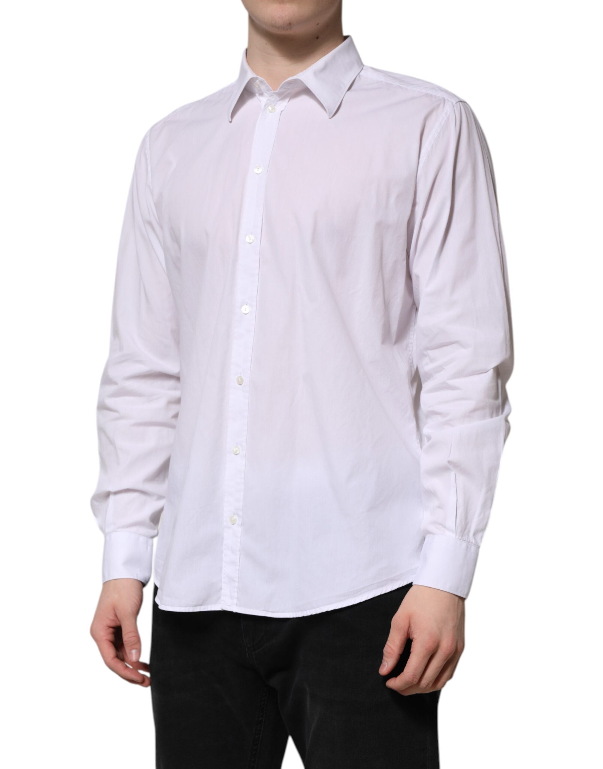 White Cotton STAFF Long Sleeves Forma Shirt - ventzia