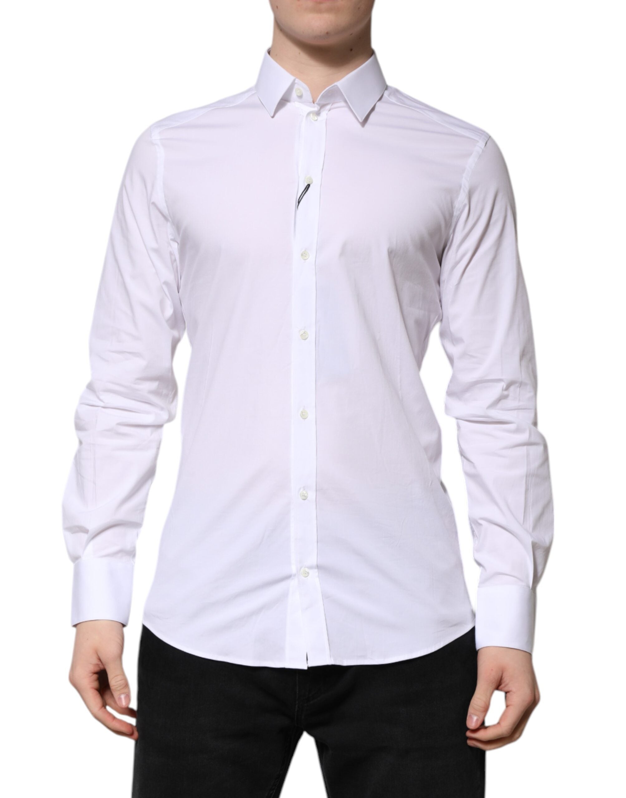 White Cotton GOLD Long Sleeves Formal Shirt - ventzia