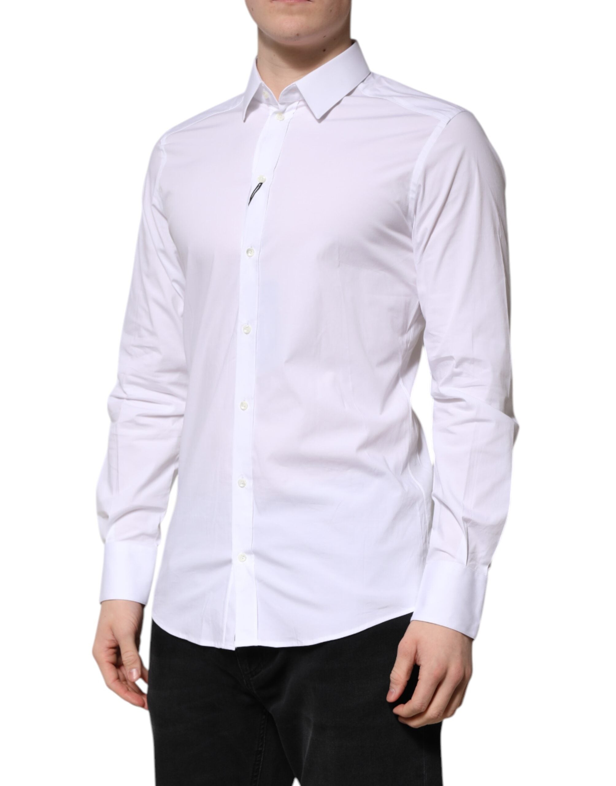 White Cotton GOLD Long Sleeves Formal Shirt - ventzia