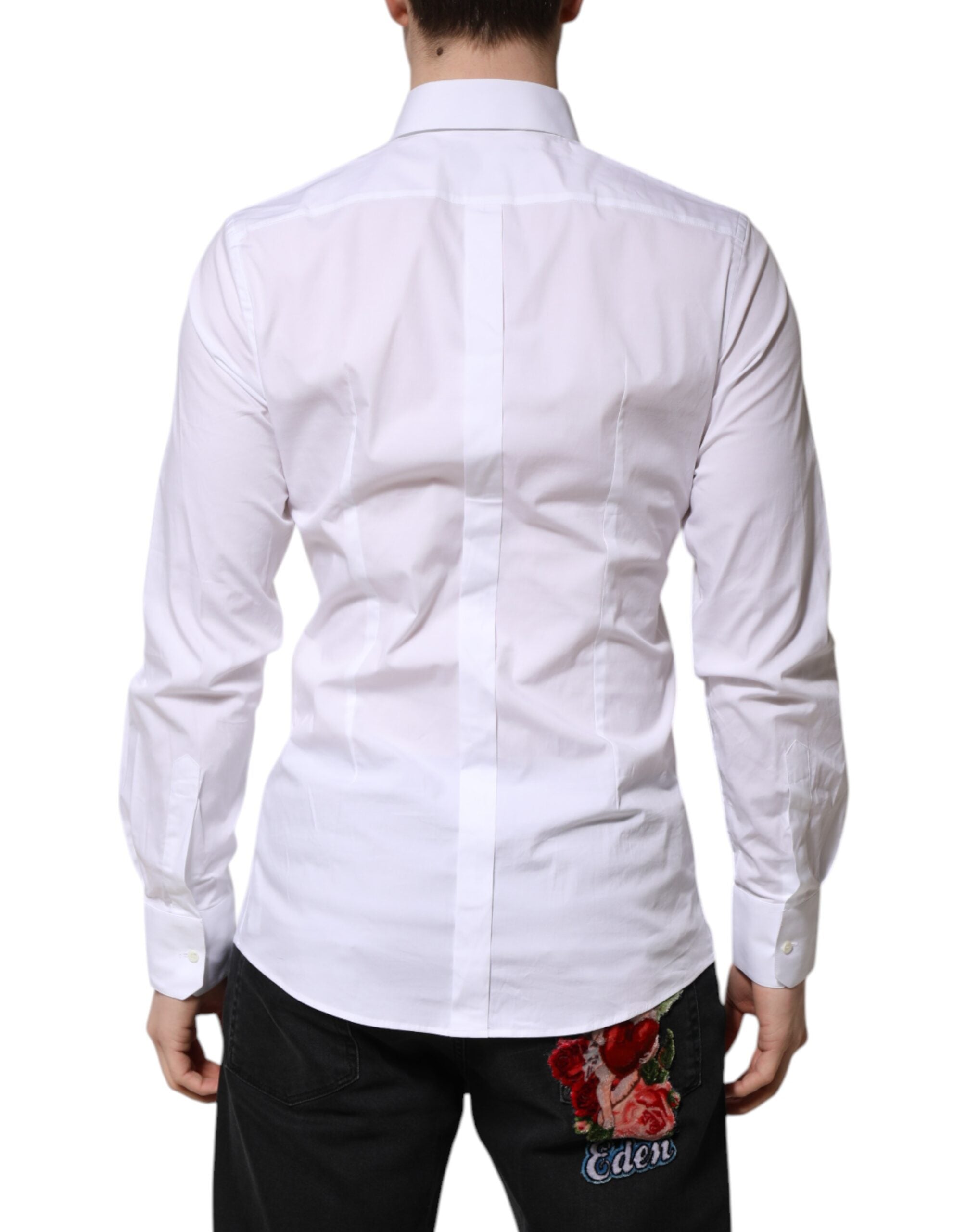 White Cotton GOLD Long Sleeves Formal Shirt - ventzia