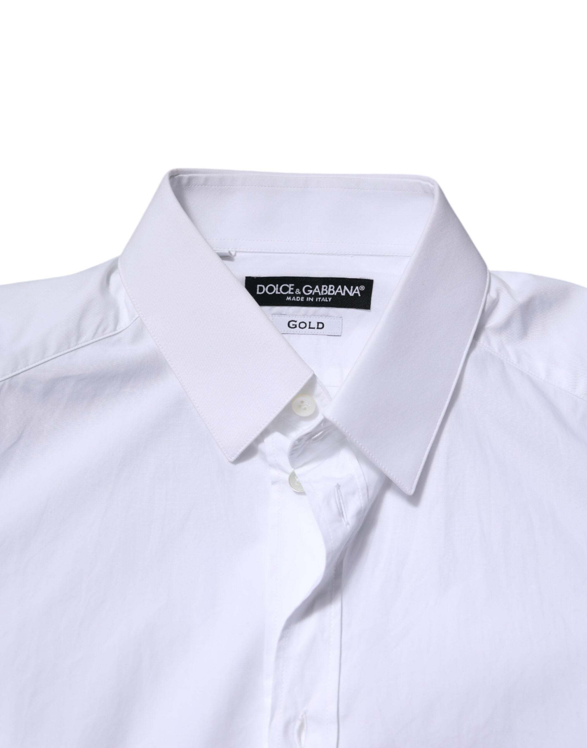 White Cotton GOLD Long Sleeves Dress Shirt - ventzia
