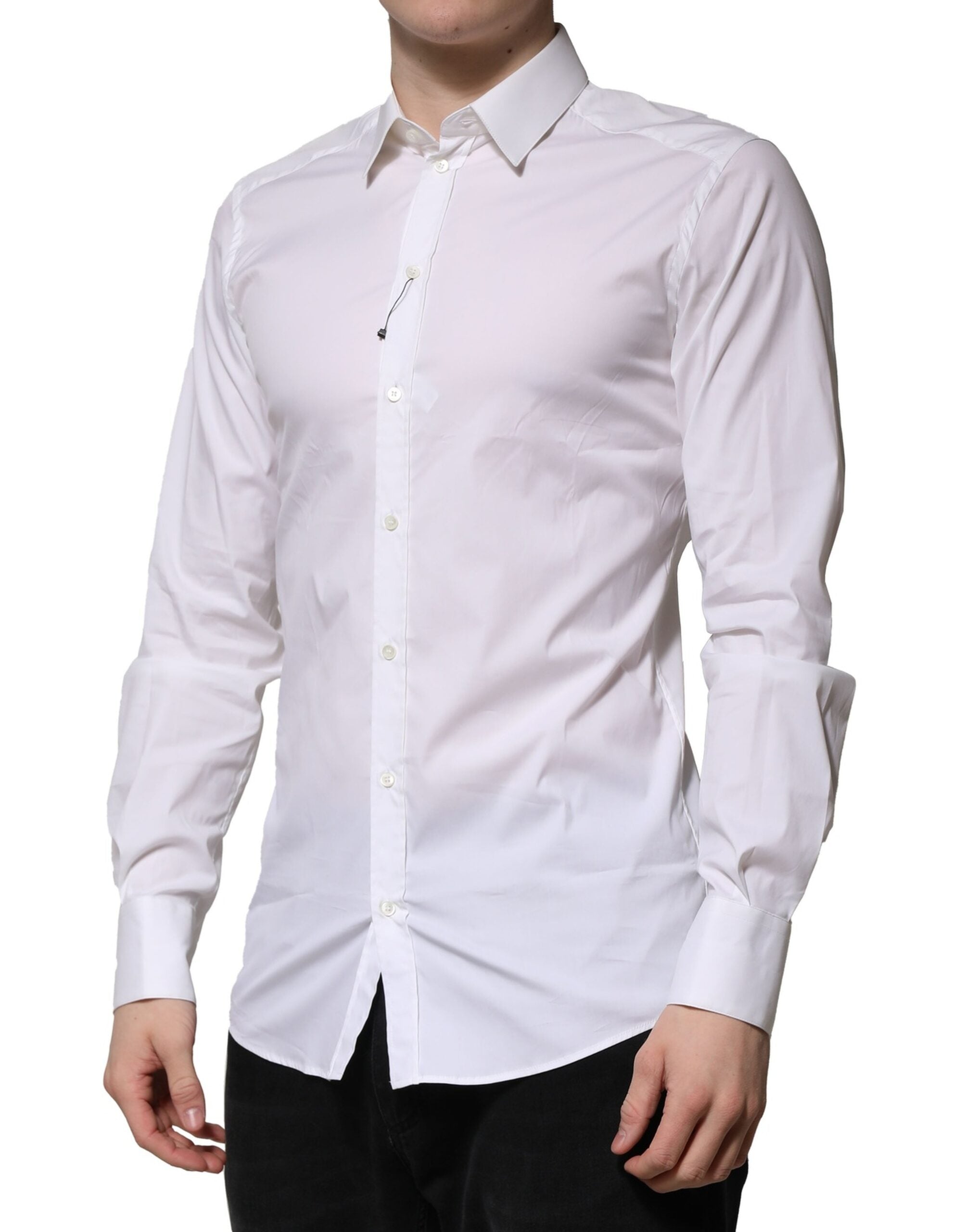 White Cotton GOLD Long Sleeves Formal Shirt - ventzia