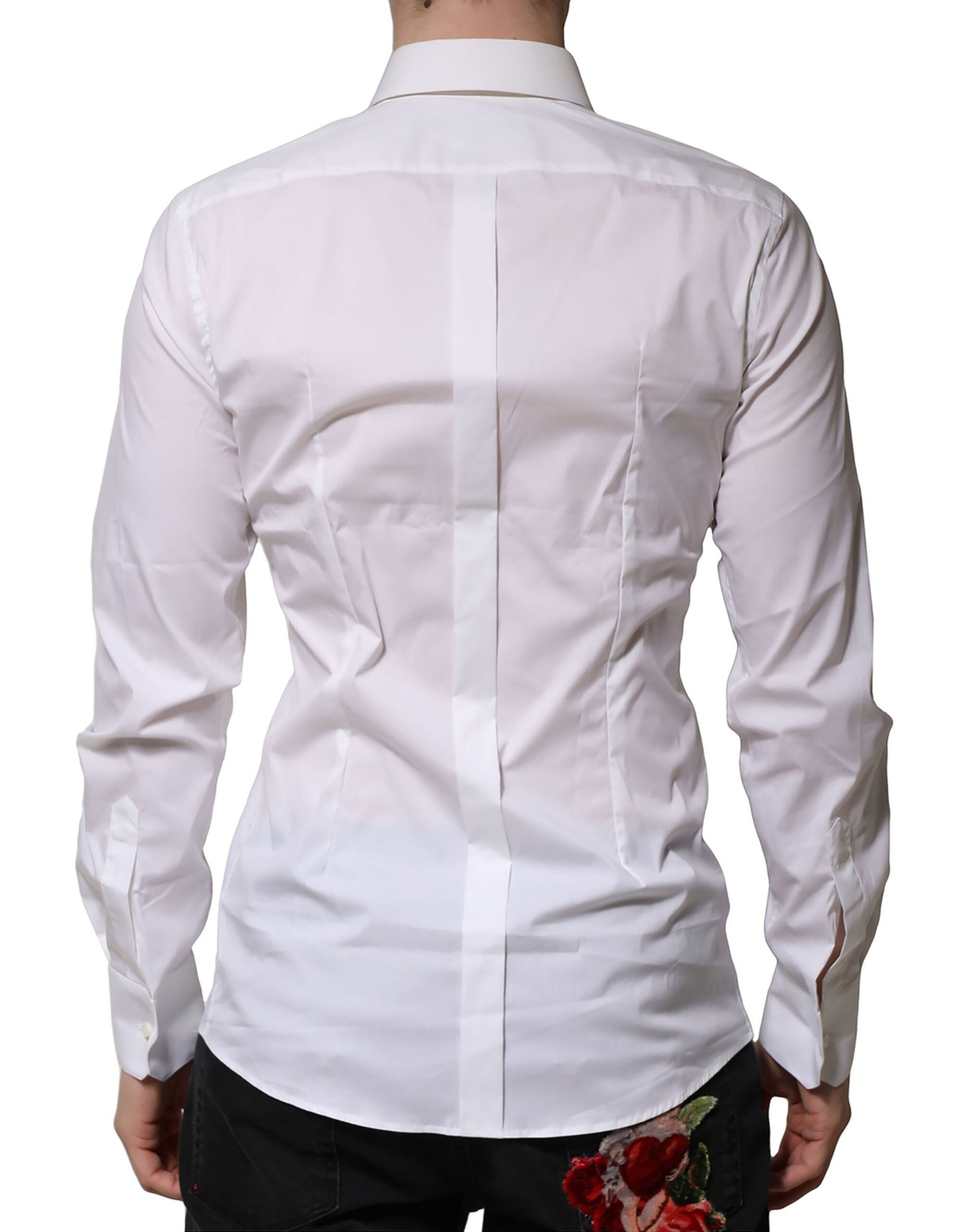 White Cotton GOLD Long Sleeves Formal Shirt - ventzia