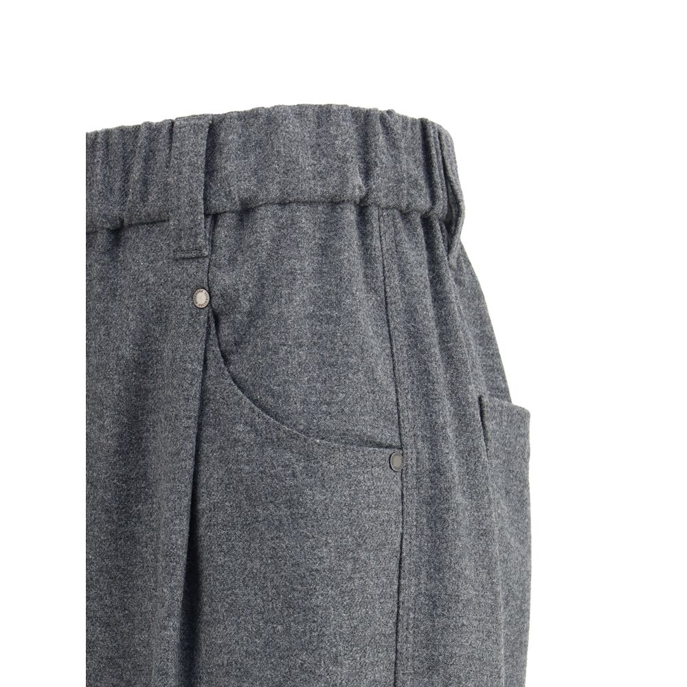 Gray Fleece Wool Casual Pants - ventzia