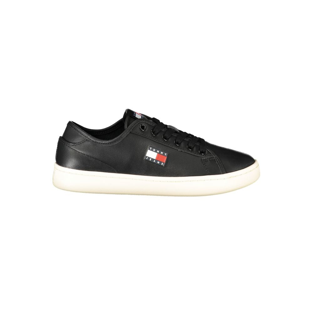 Black Polyurethane Women Sneaker - ventzia
