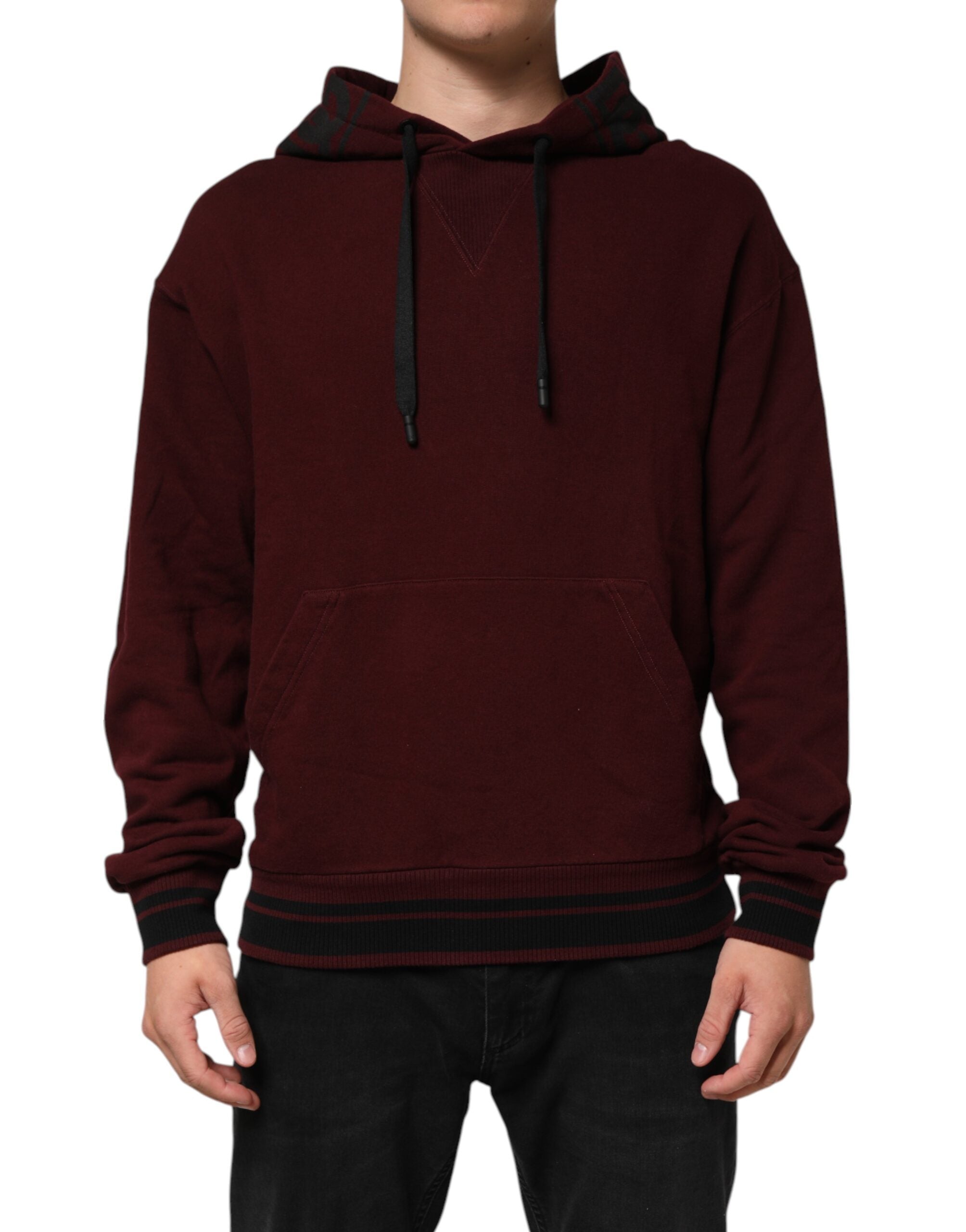 Burgundy Cotton Plaid Lined Men Hoodie Sweater - ventzia