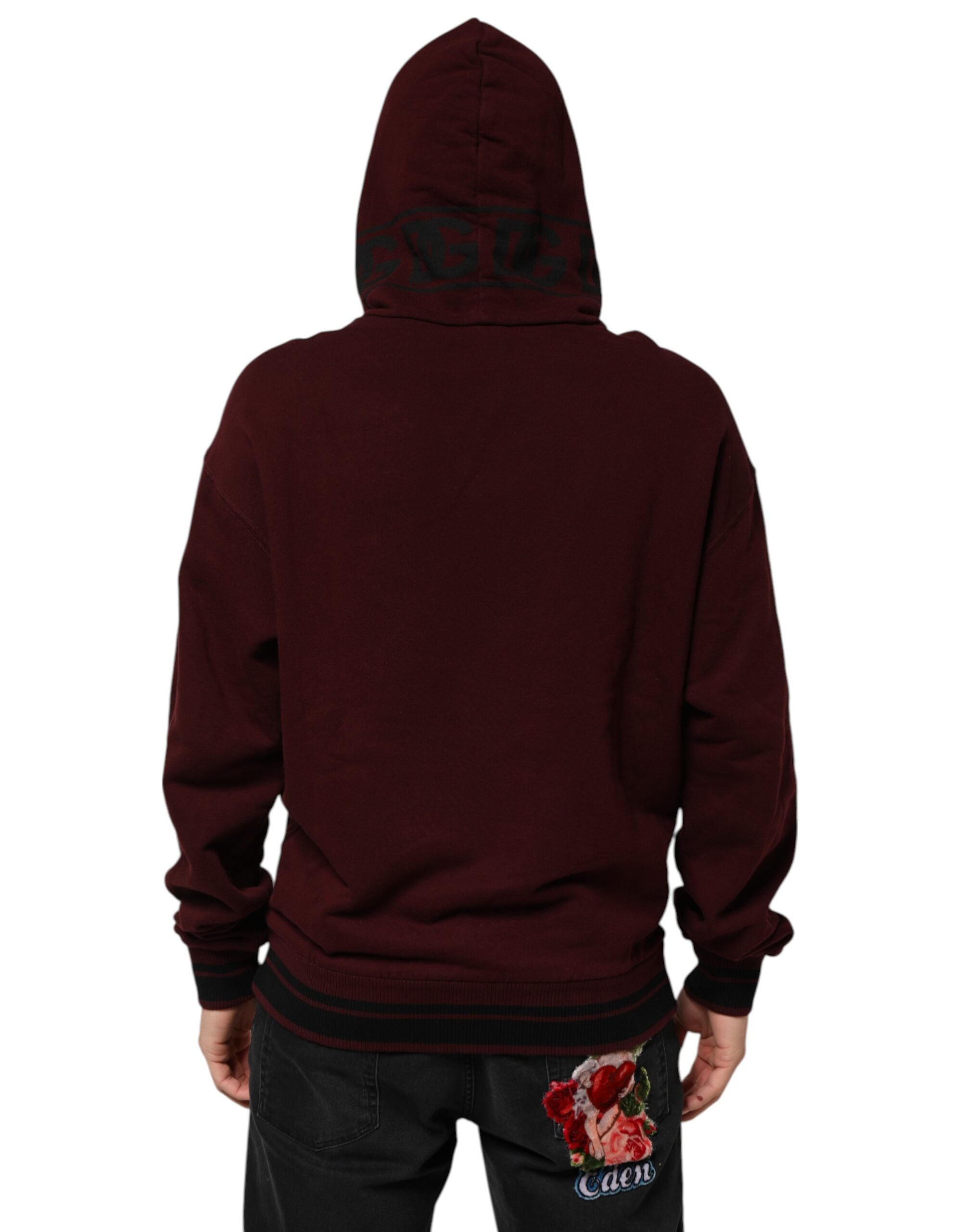 Burgundy Cotton Plaid Lined Men Hoodie Sweater - ventzia