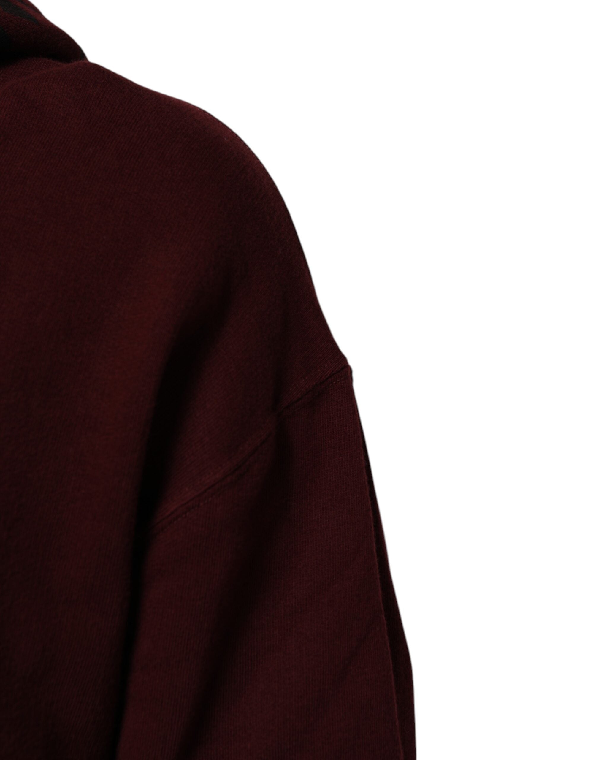 Burgundy Cotton Plaid Lined Men Hoodie Sweater - ventzia