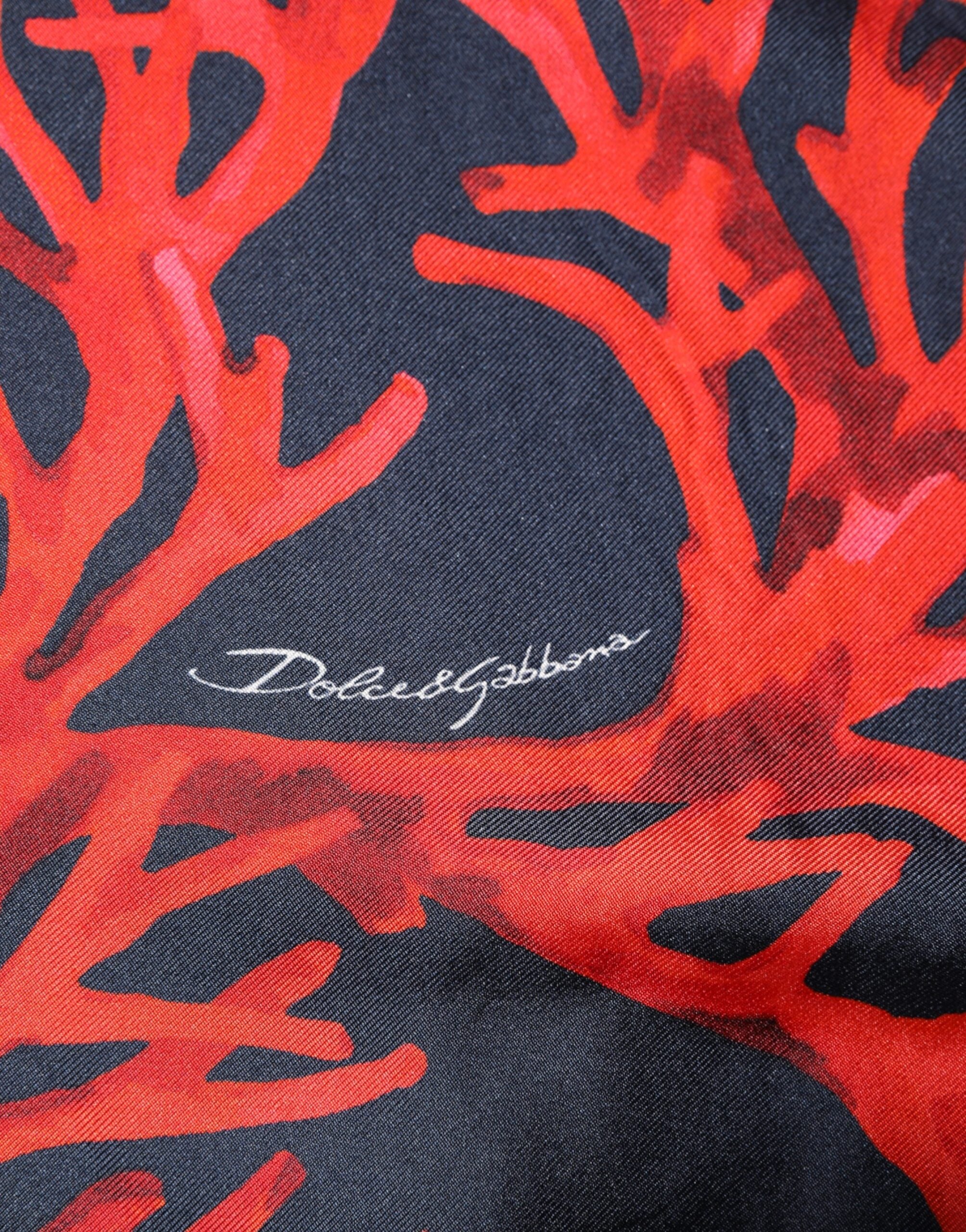 Silk Navy Red Coral Print Pullover Sweater - ventzia