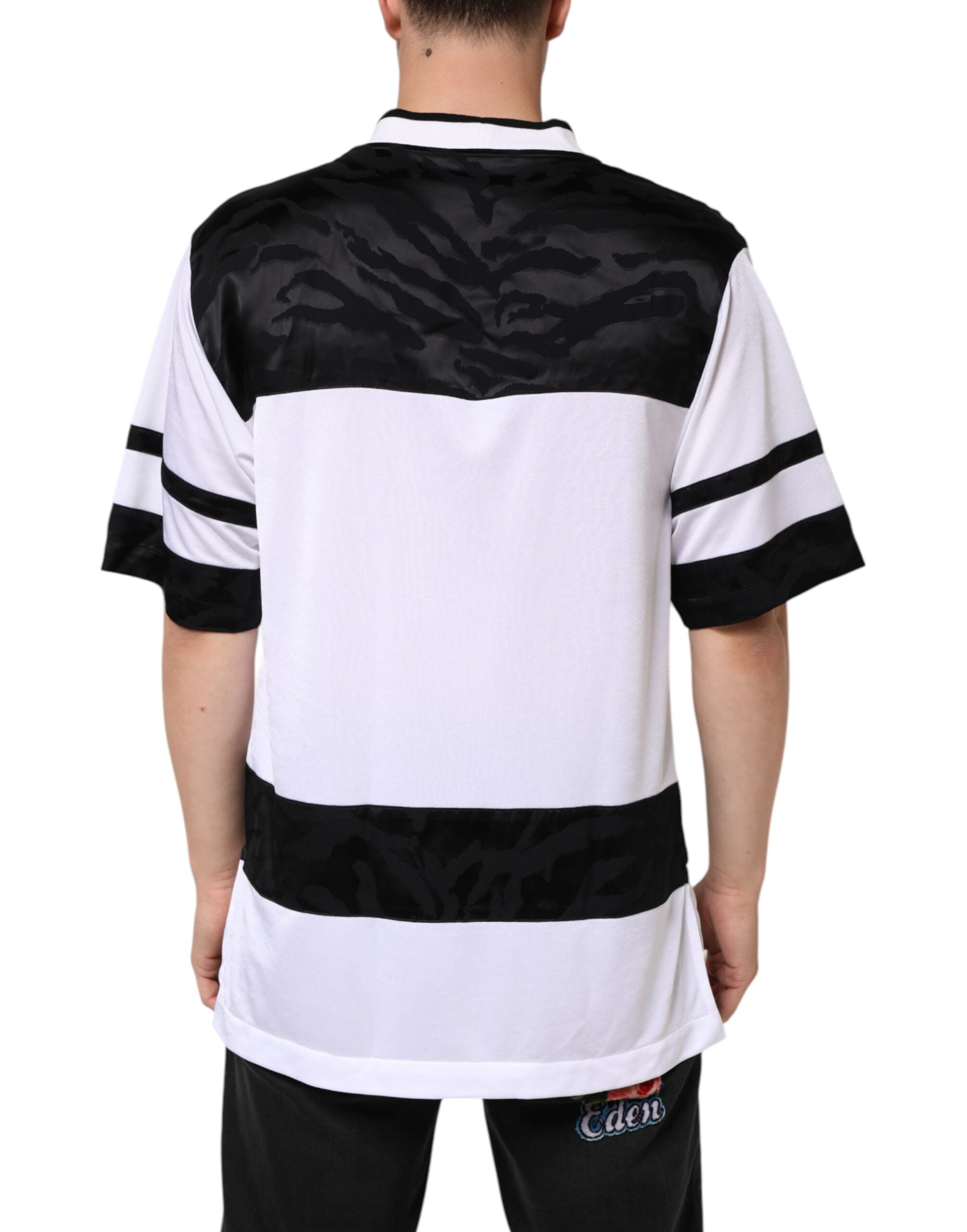 White Black Polyester DG Logo Mesh Jersey T-shirt - ventzia