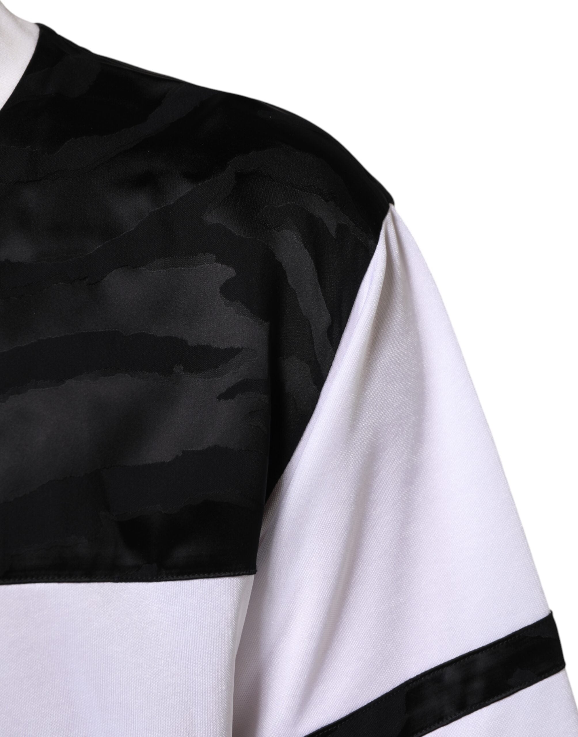 White Black Polyester DG Logo Mesh Jersey T-shirt - ventzia