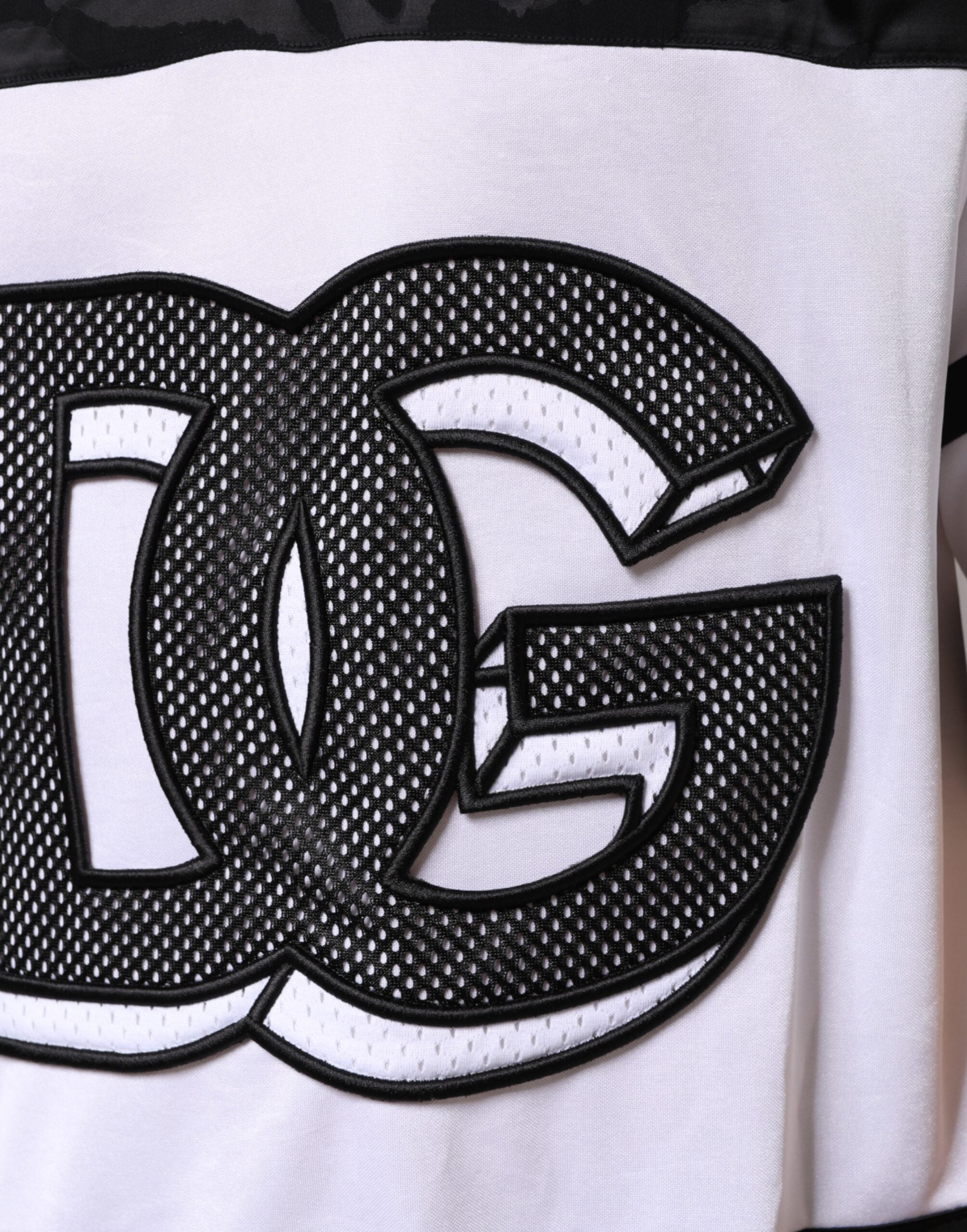 White Black Polyester DG Logo Mesh Jersey T-shirt - ventzia
