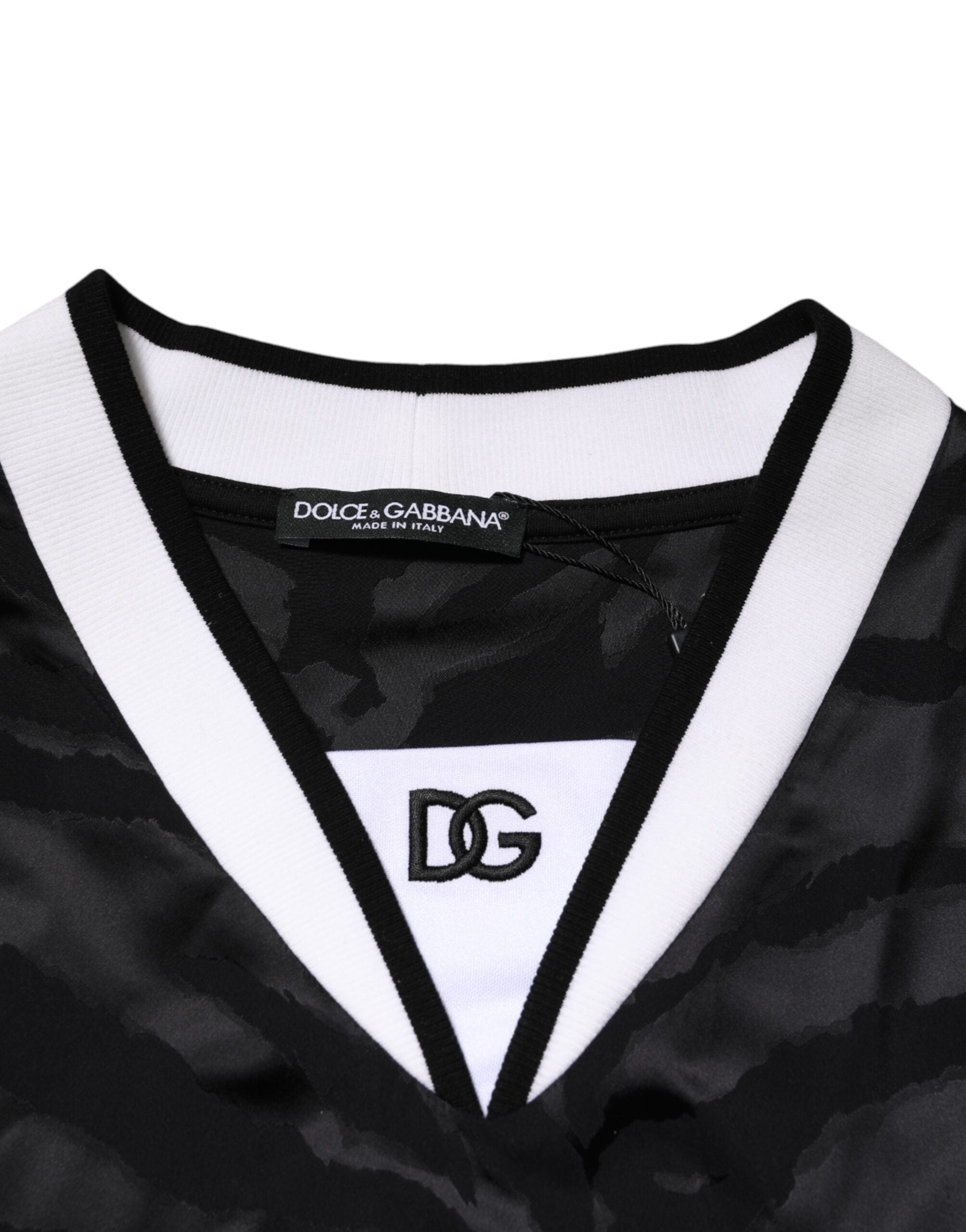 White Black Polyester DG Logo Mesh Jersey T-shirt - ventzia