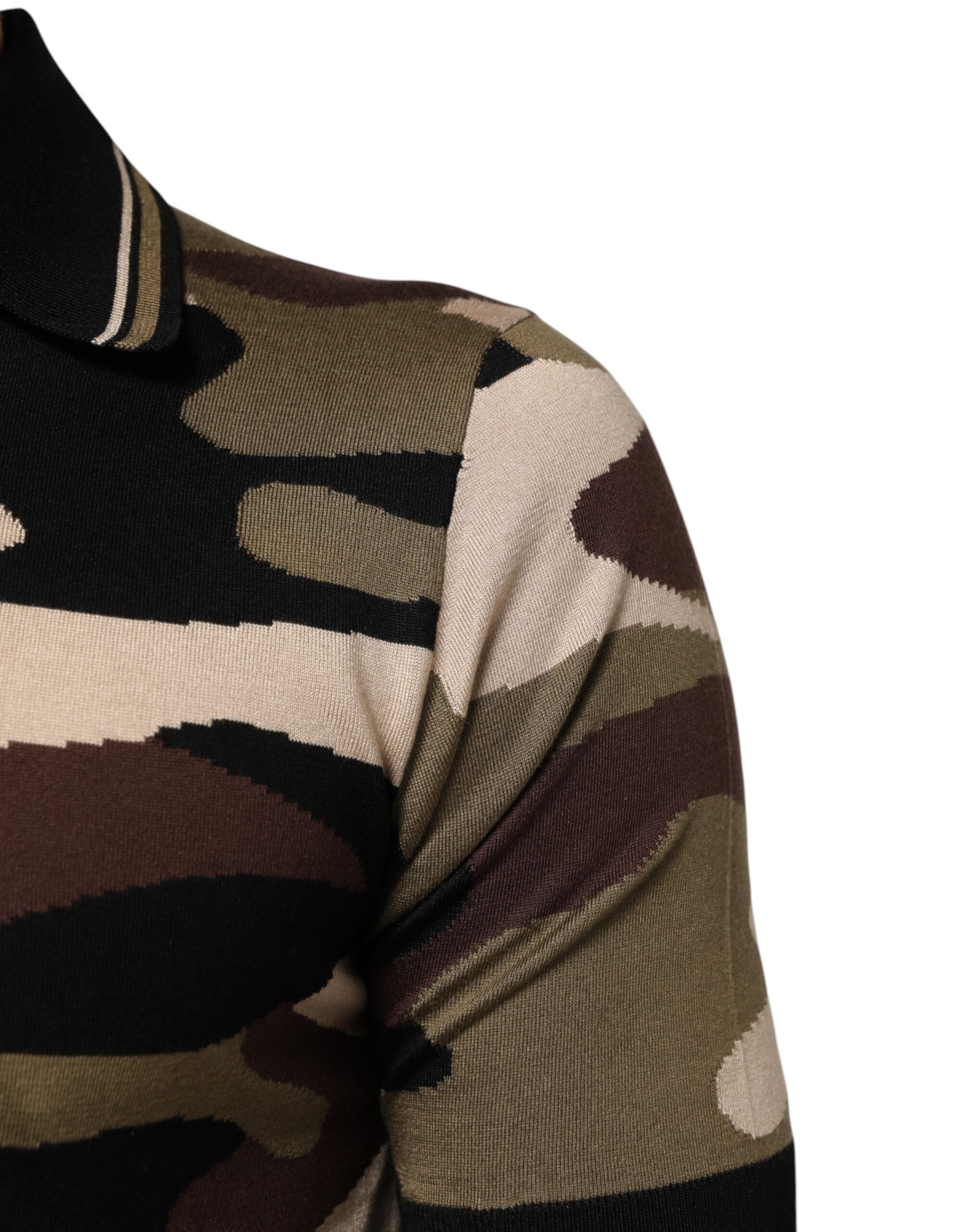 Camouflage Brown Silk MilitaryPolo T-shirt - ventzia