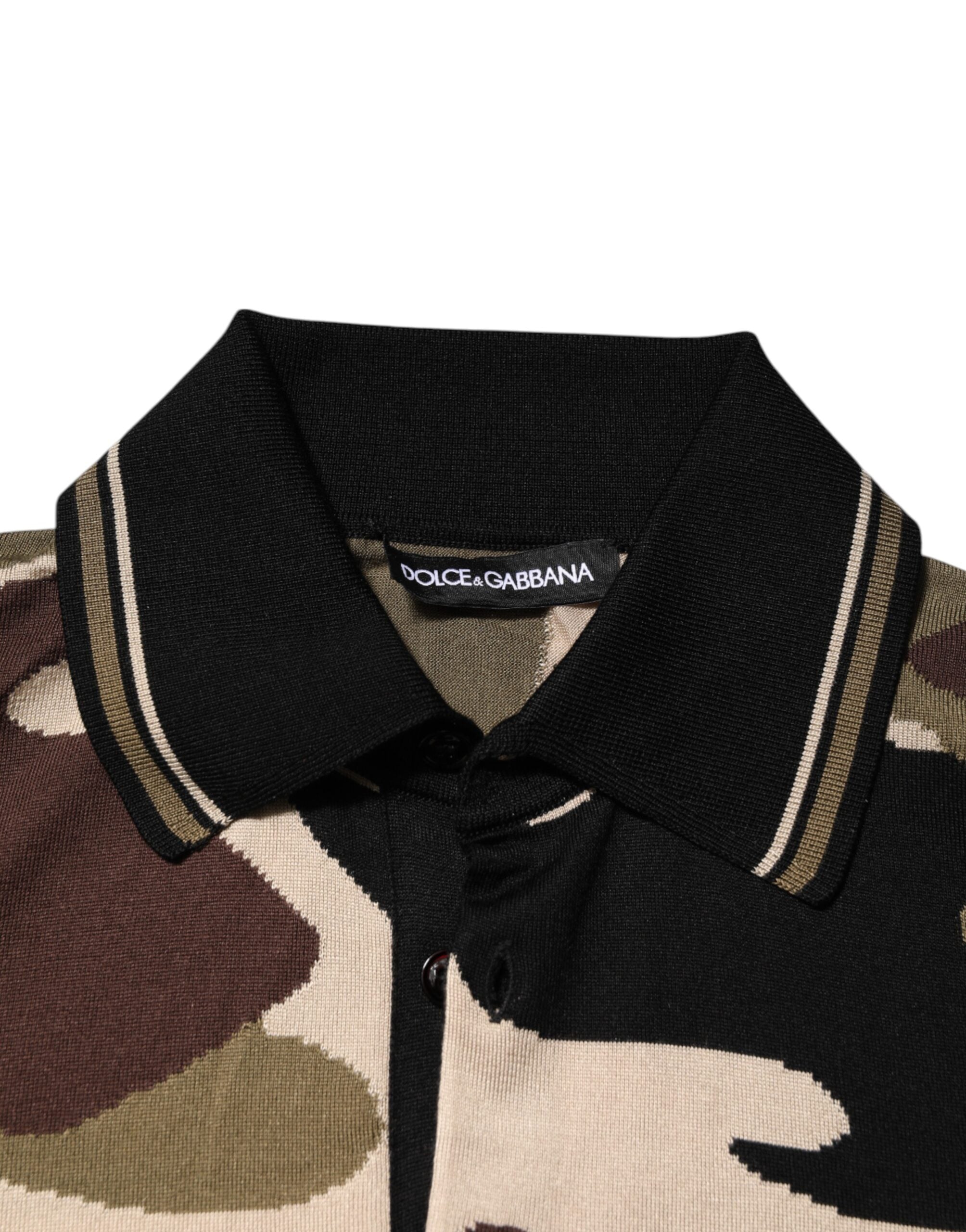 Camouflage Brown Silk MilitaryPolo T-shirt - ventzia