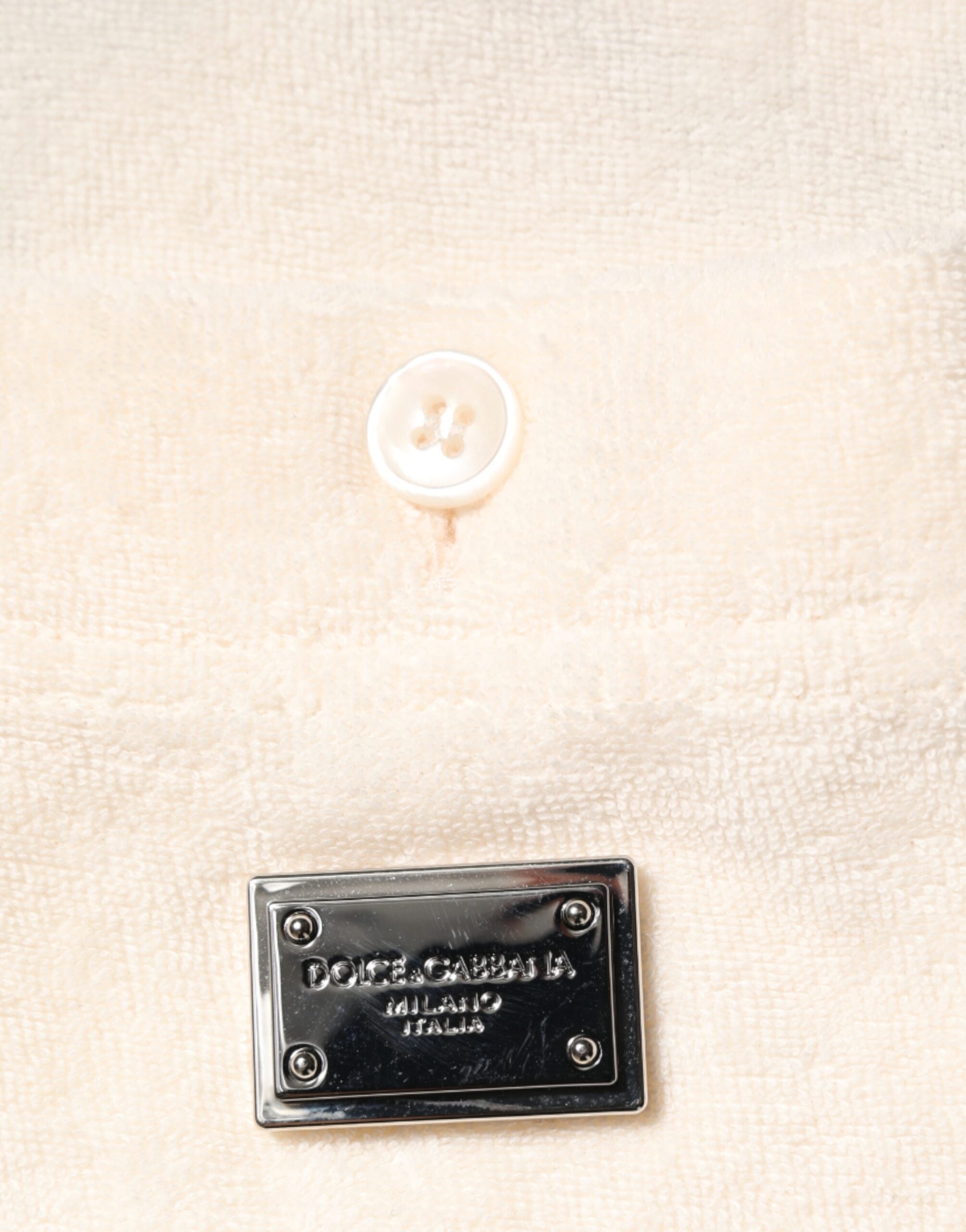 Ivory Cotton Terry Logo Pocket Polo T-shirt - ventzia