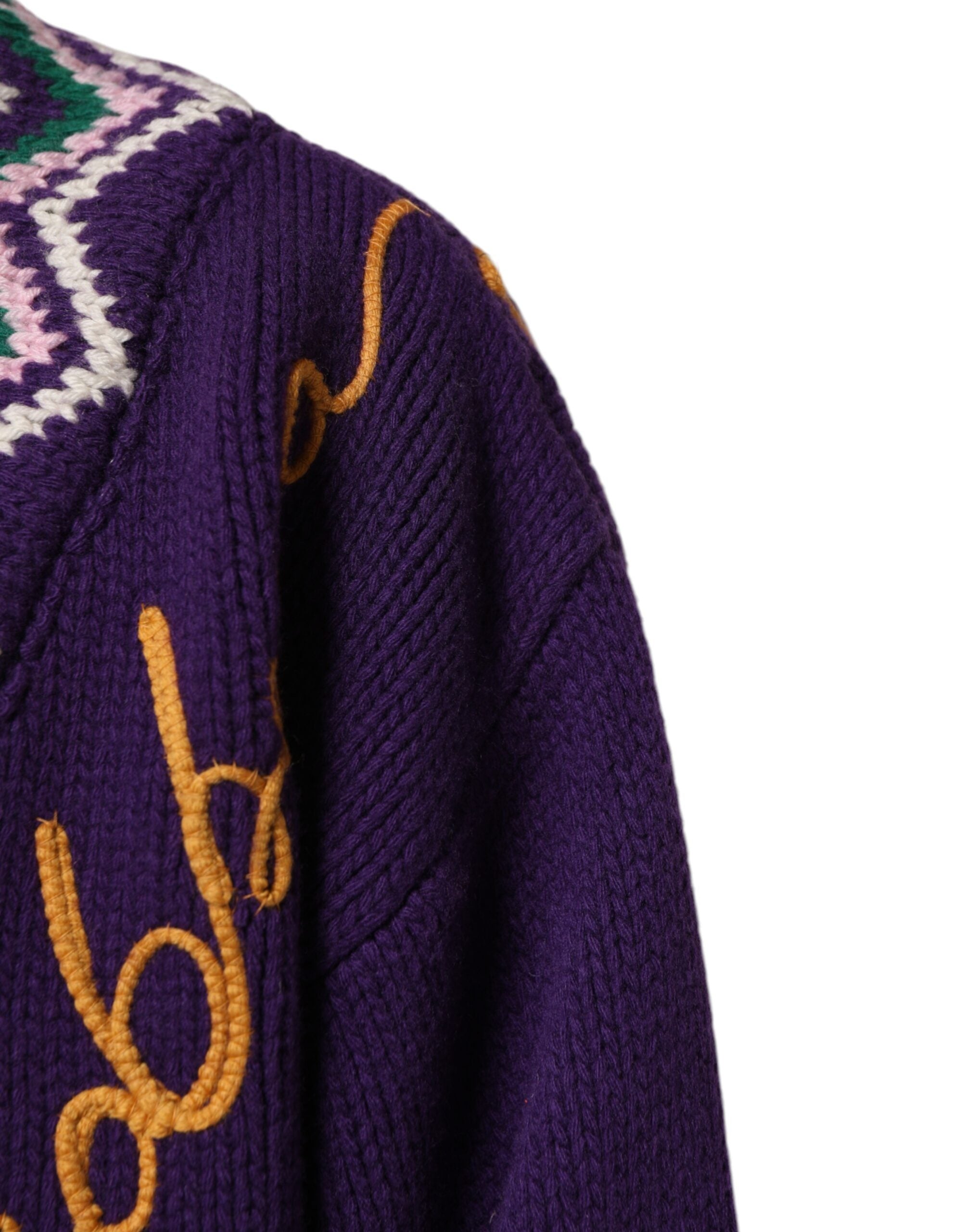 Purple Wool DG Logo Men Knit Pullover Sweater - ventzia