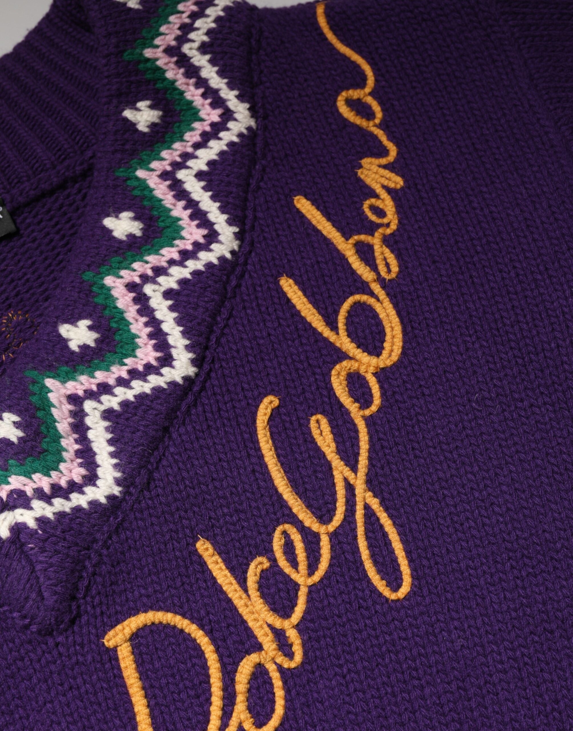 Purple Wool DG Logo Men Knit Pullover Sweater - ventzia