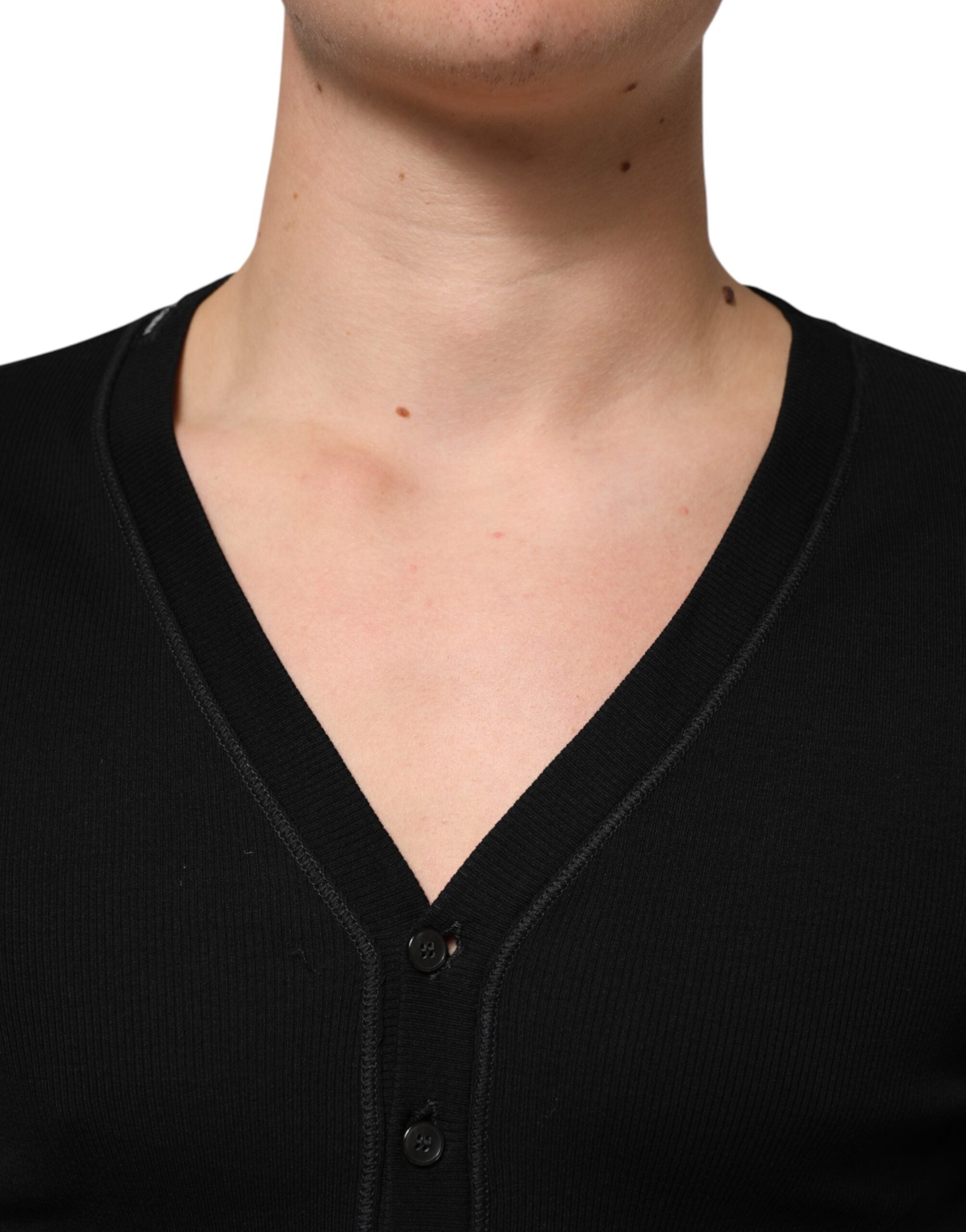 Black Cotton Button Up Men Cardigan Sweater - ventzia