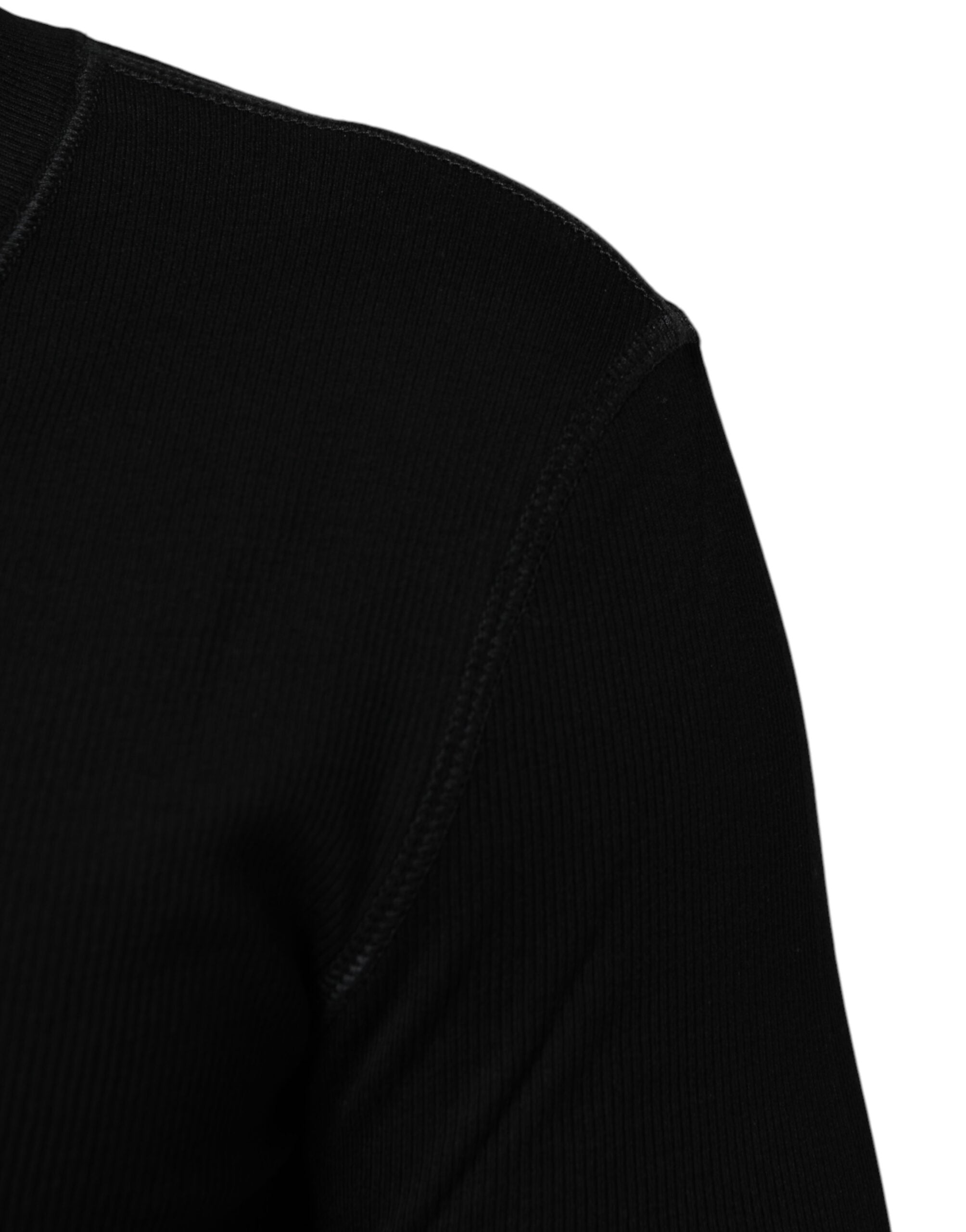 Black Cotton Button Up Men Cardigan Sweater - ventzia