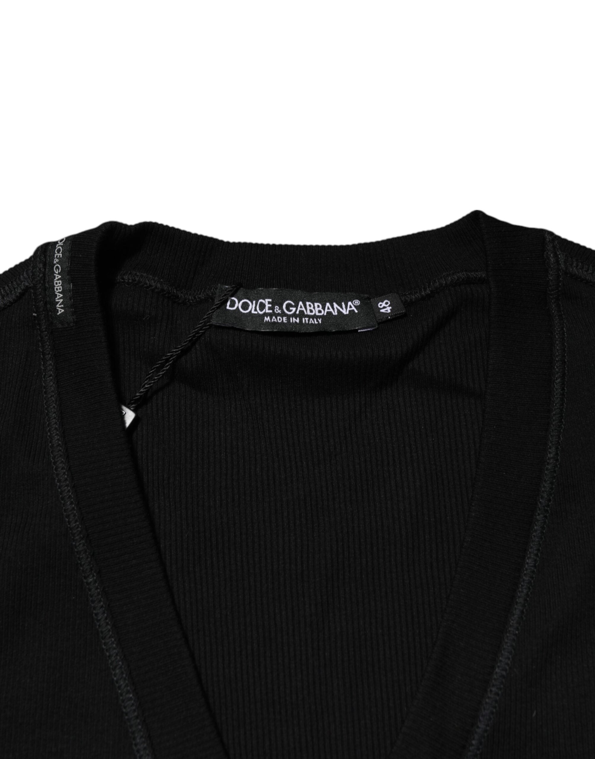 Black Cotton Button Up Men Cardigan Sweater - ventzia