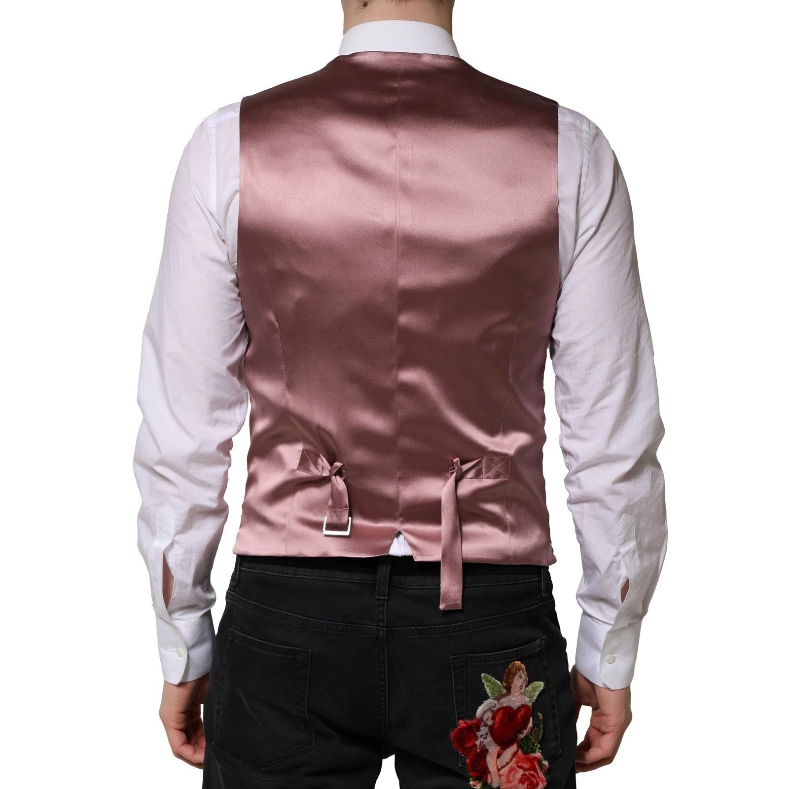 Pink Wool Dress Formal Men Waistcoat Vest - ventzia