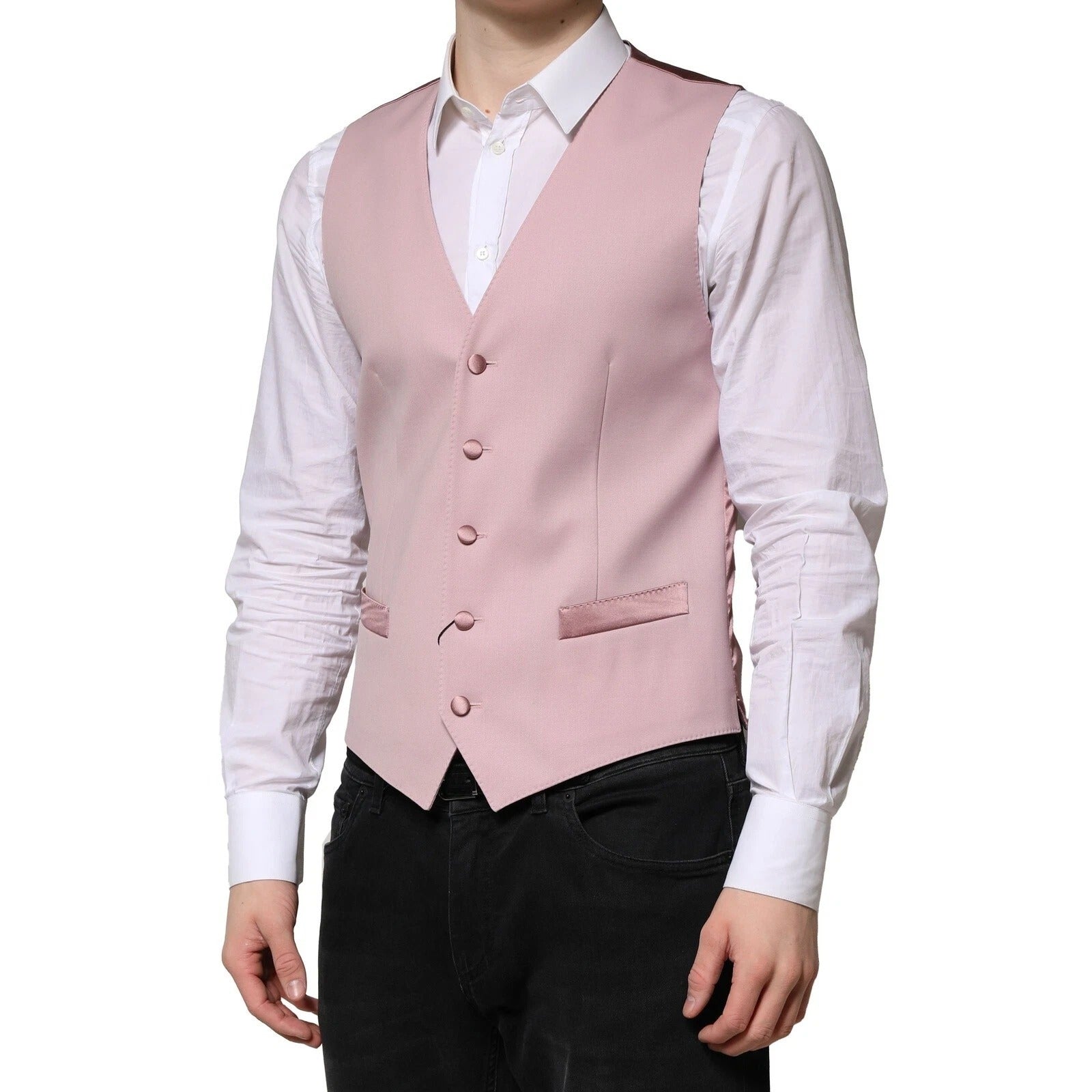 Pink Wool Dress Formal Men Waistcoat Vest - ventzia