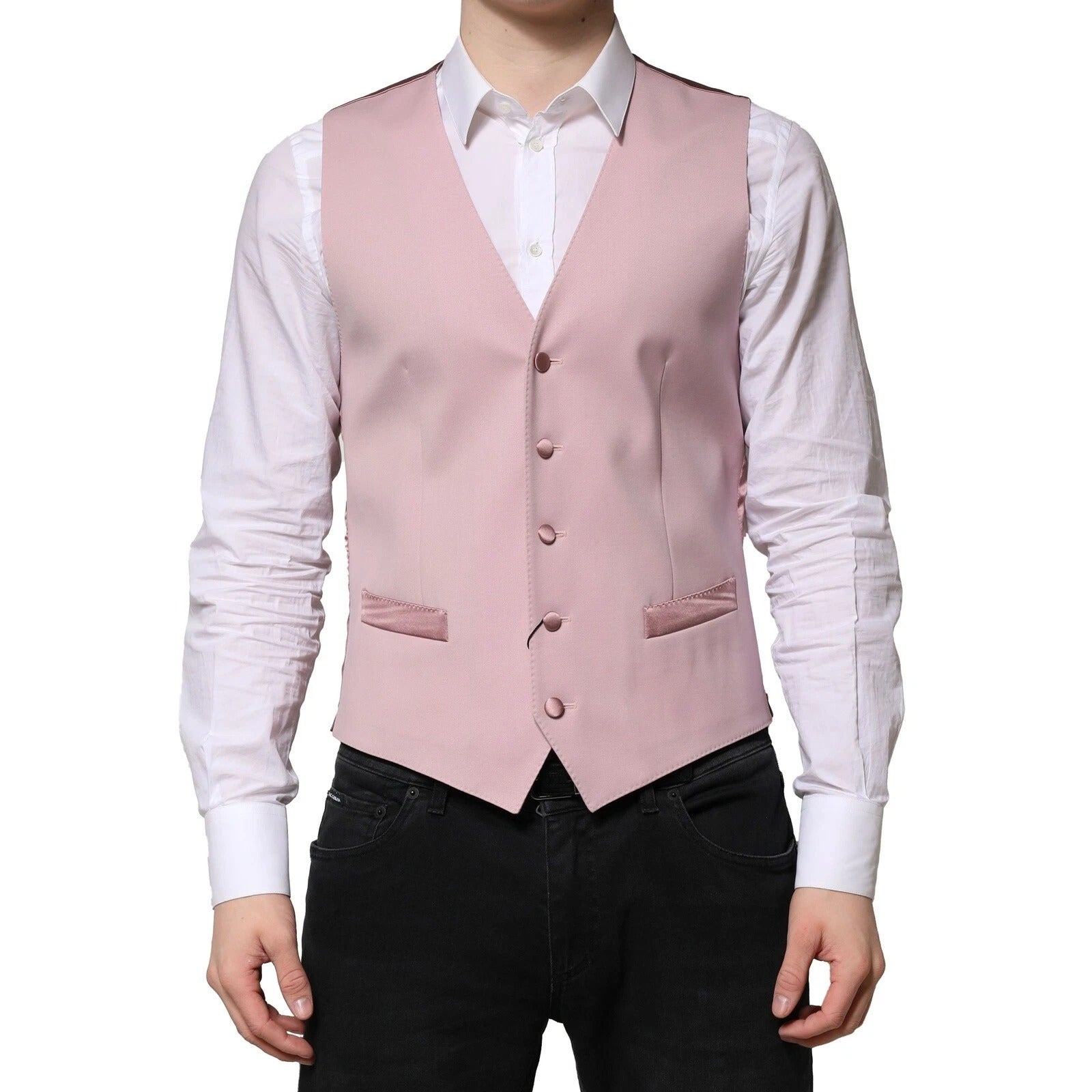 Pink Wool Dress Formal Men Waistcoat Vest - ventzia