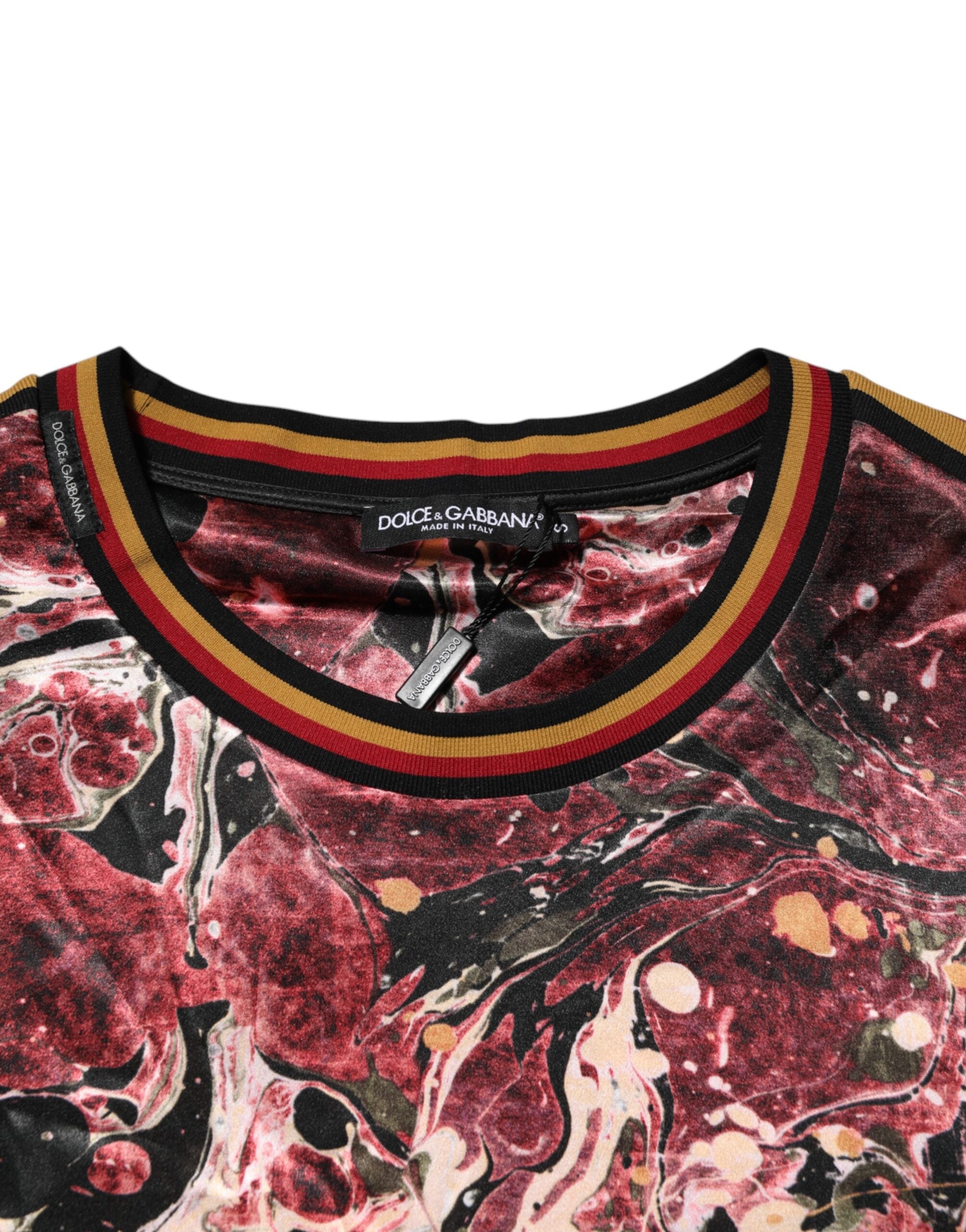 Multicolor Polyester Marble Print Oversize T-shirt - ventzia
