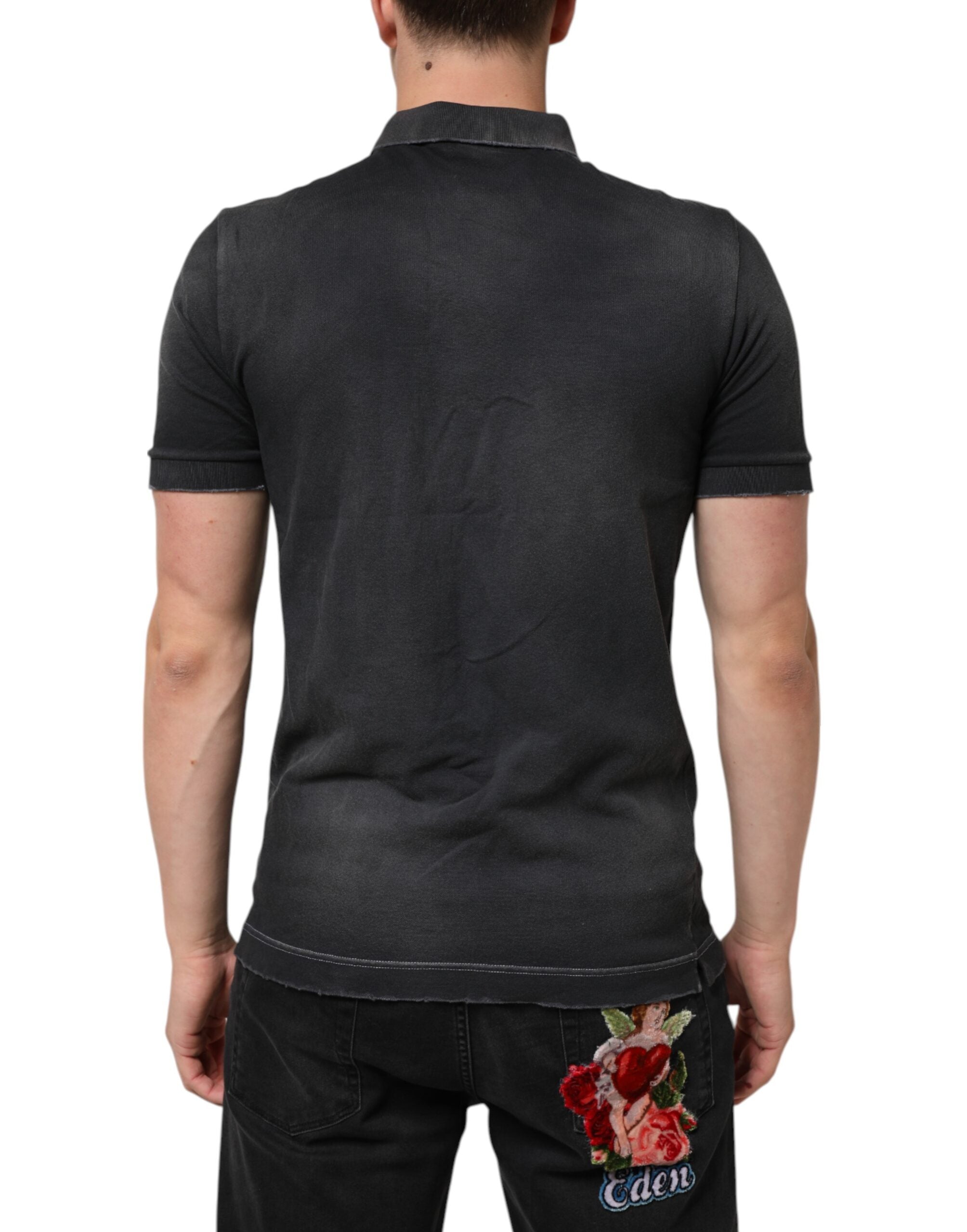 Gray Cotton Crown Collared Men Polo T-shirt - ventzia