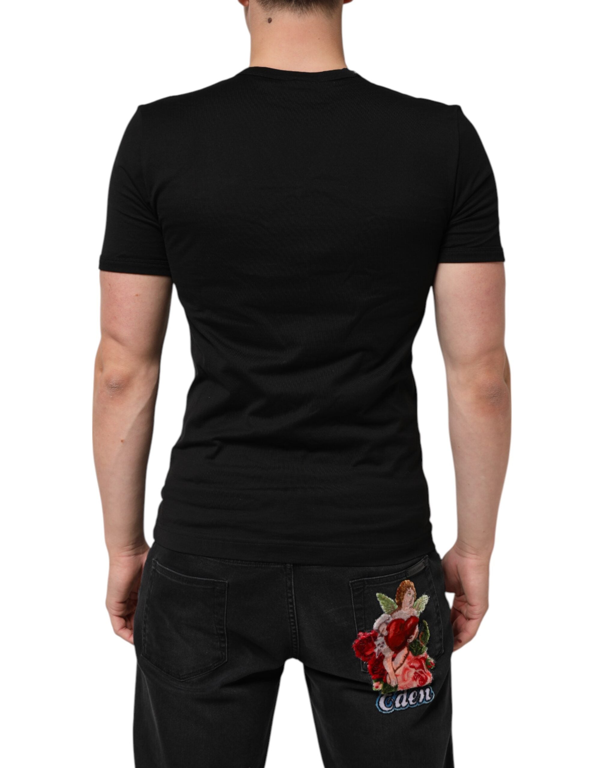 Black Cotton Plain V-Neck Men Shirt T-shirt - ventzia