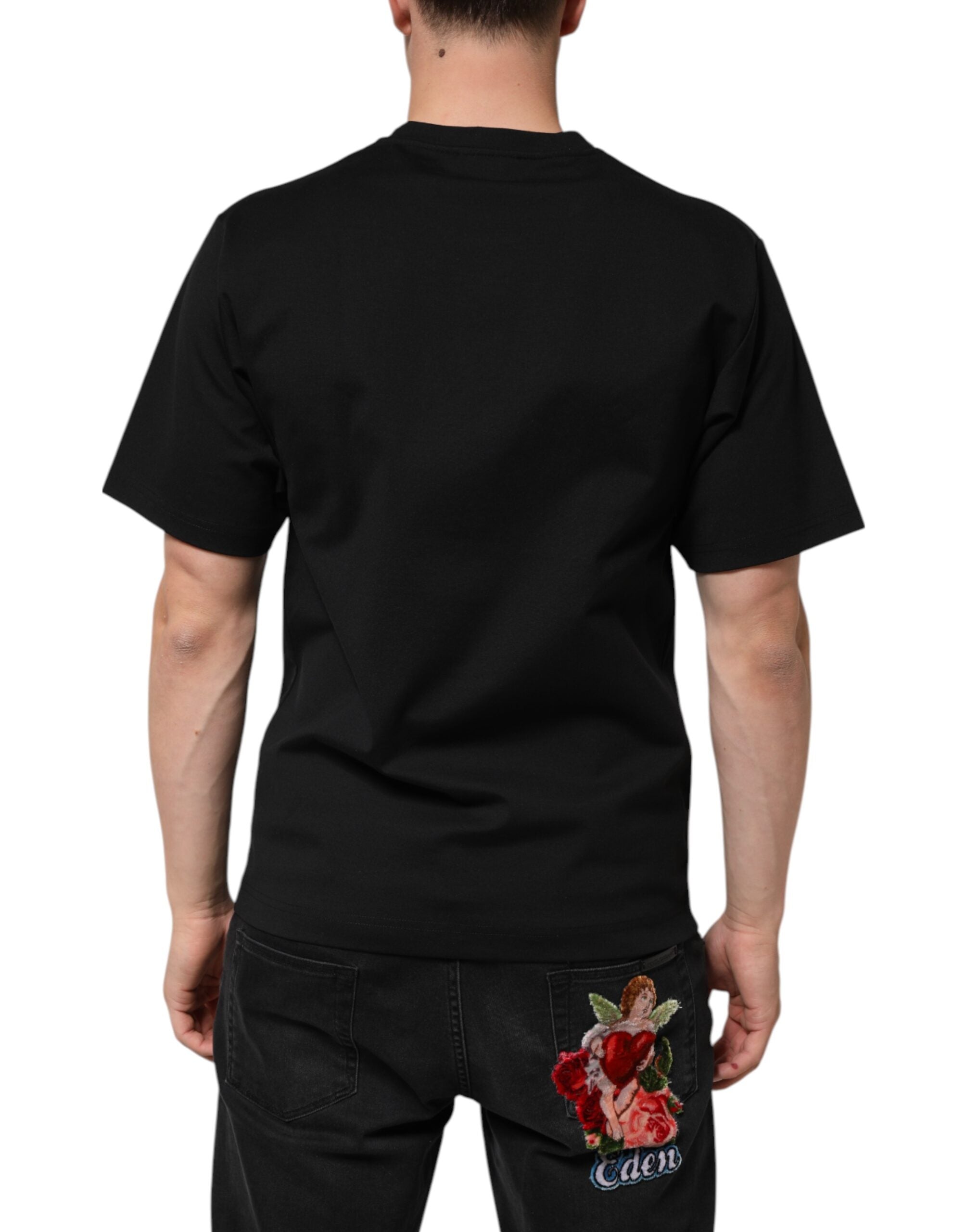 Black Cotton DG Logo Graffiti Short Sleeve T-shirt - ventzia