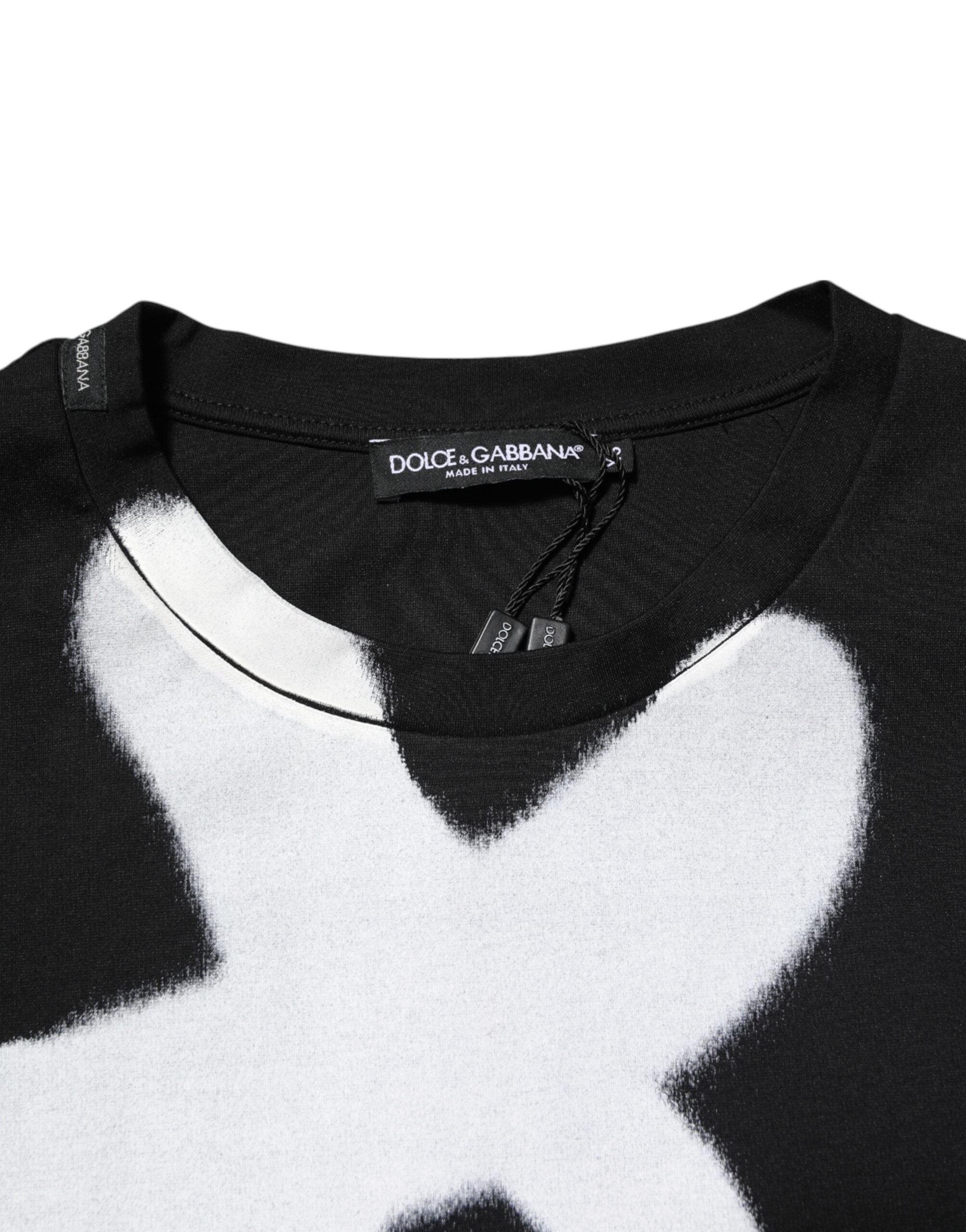 Black Cotton DG Logo Graffiti Short Sleeve T-shirt - ventzia