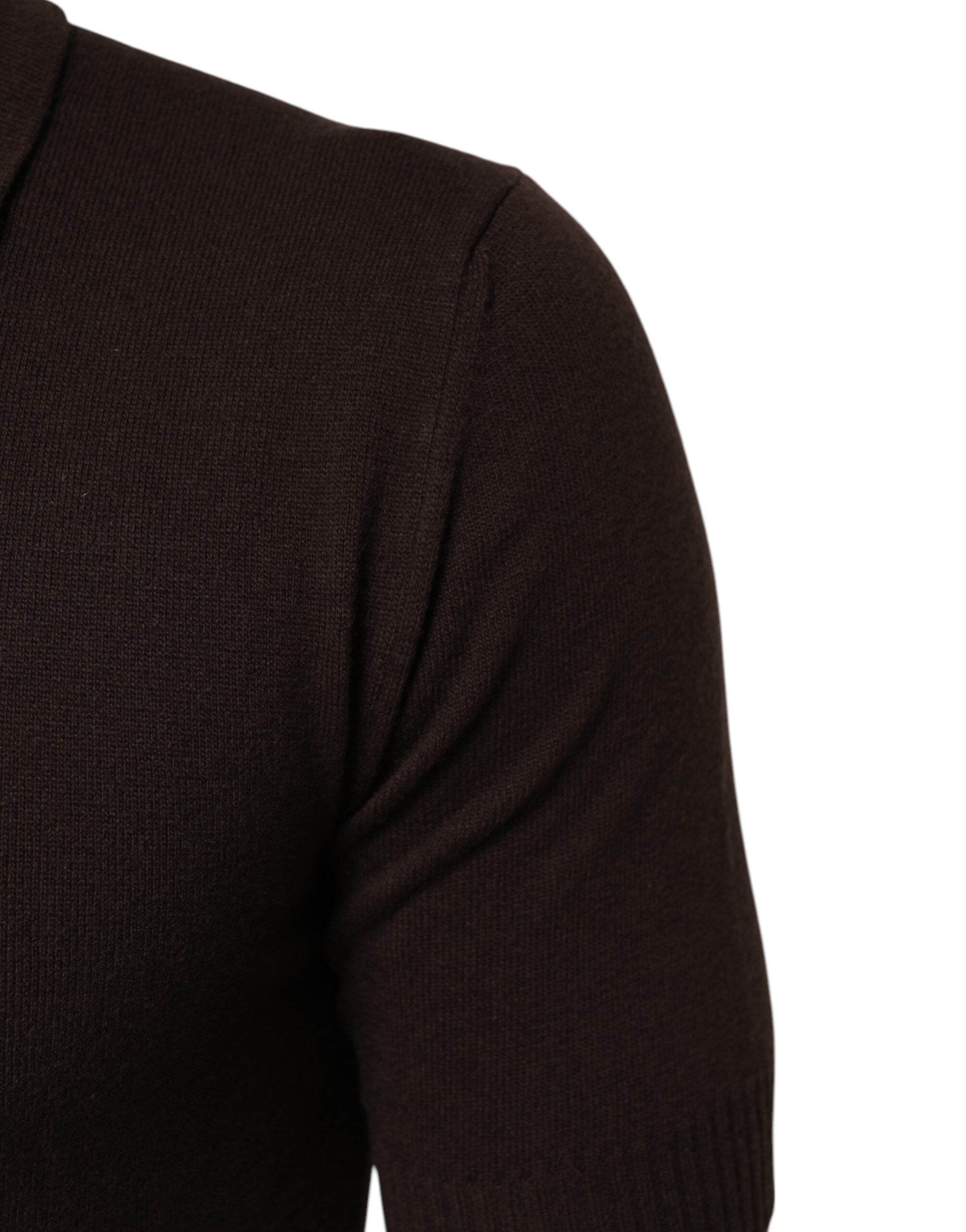 Brown Wool Logo Embroidered Men Polo T-shirt - ventzia