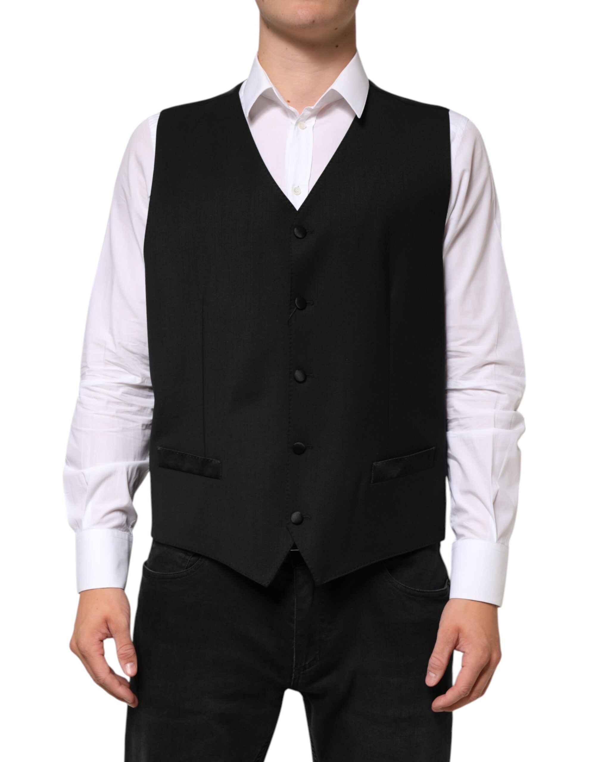 Black Wool Dress Formal Men Waistcoat Vest - ventzia
