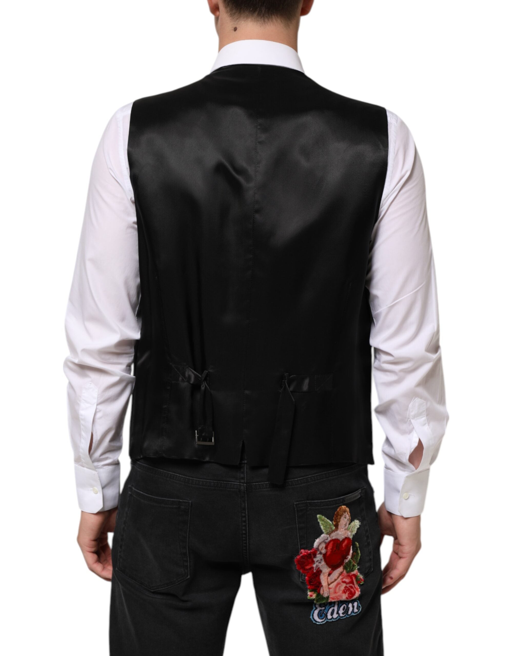 Black Wool Dress Formal Men Waistcoat Vest - ventzia