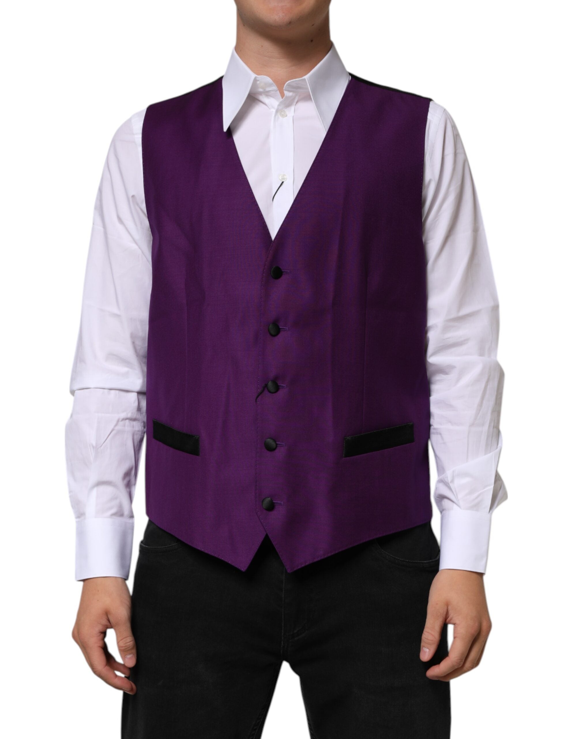 Purple Wool Dress Formal Waistcoat Vest - ventzia