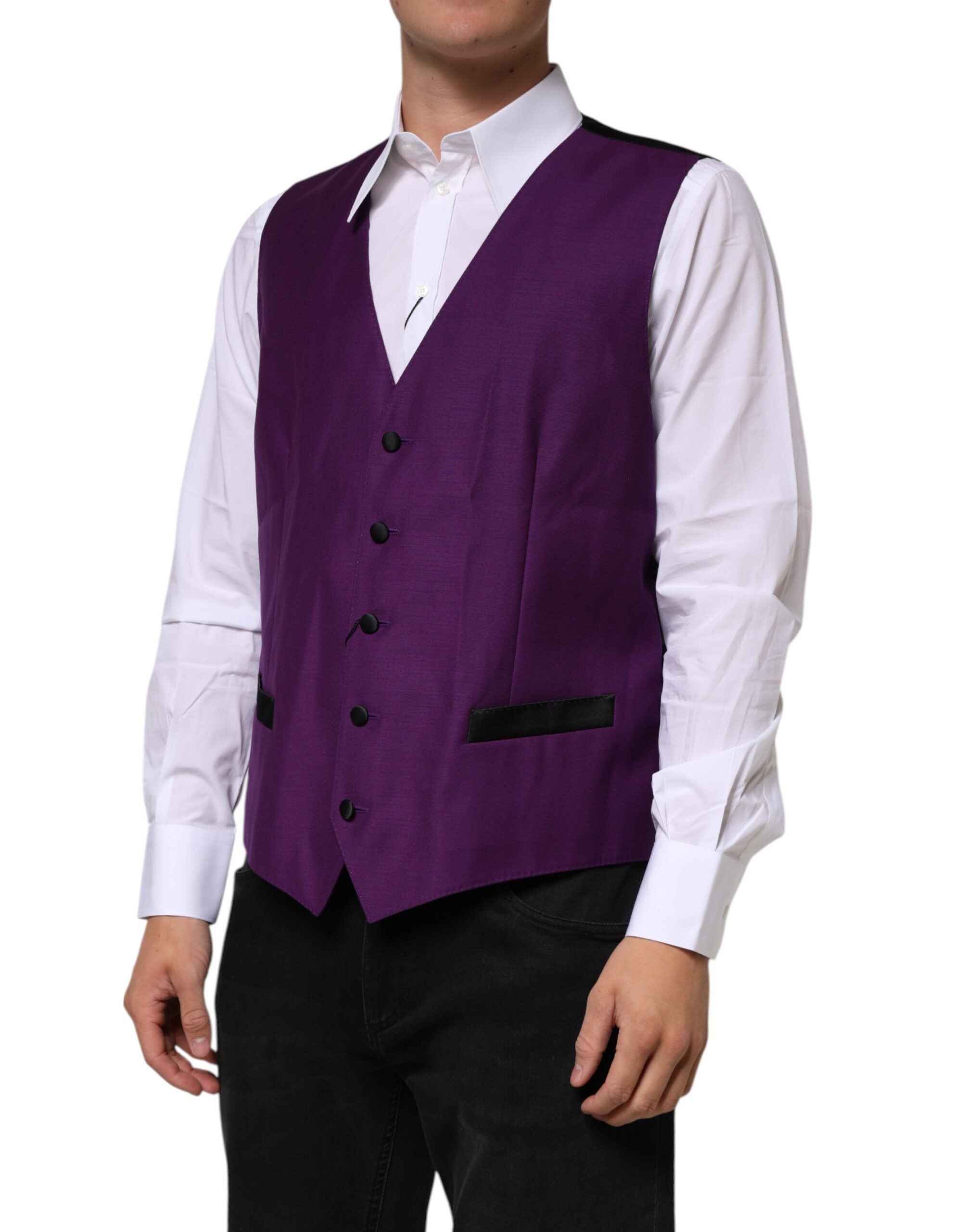 Purple Wool Dress Formal Waistcoat Vest - ventzia