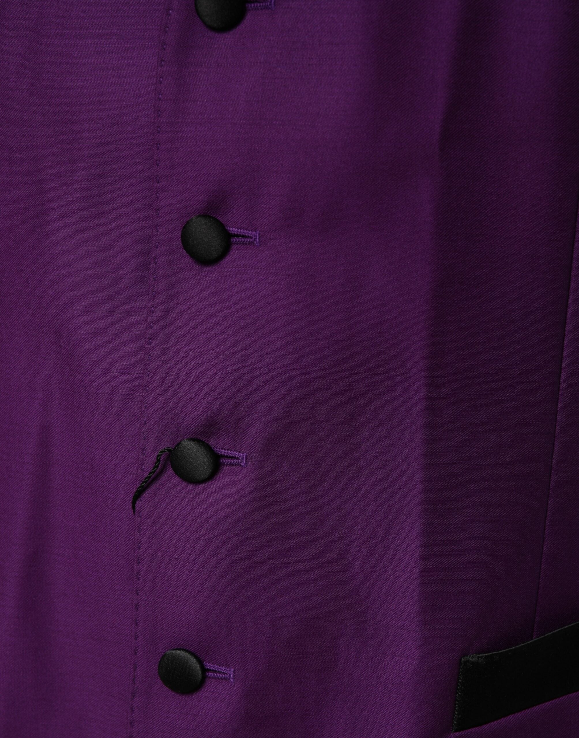Purple Wool Dress Formal Waistcoat Vest - ventzia